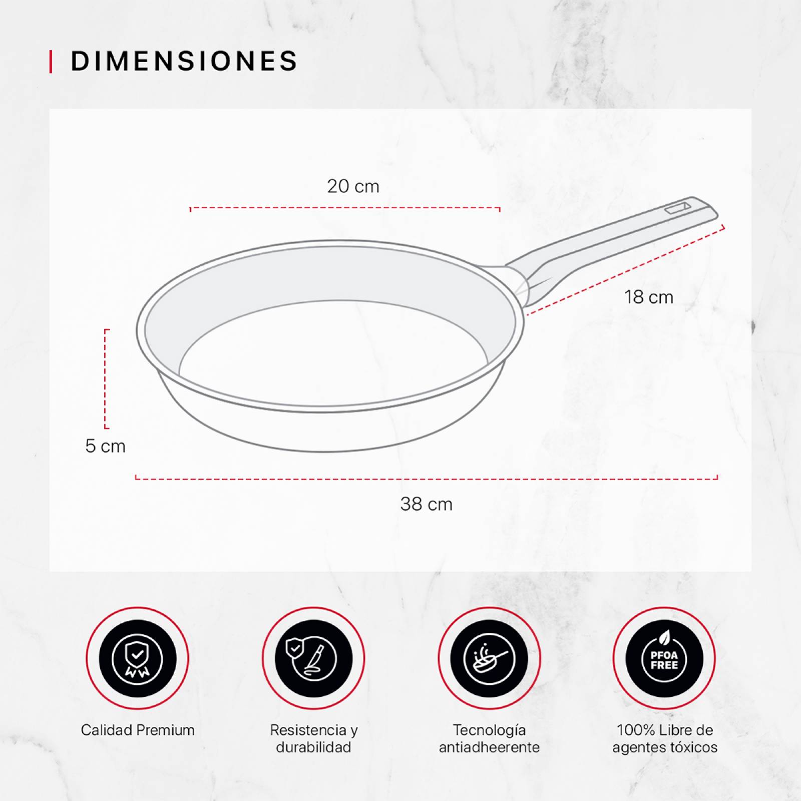 Sartén De Aluminio Fundido Con Antiadherente 20 cm Comal Negro Cookify