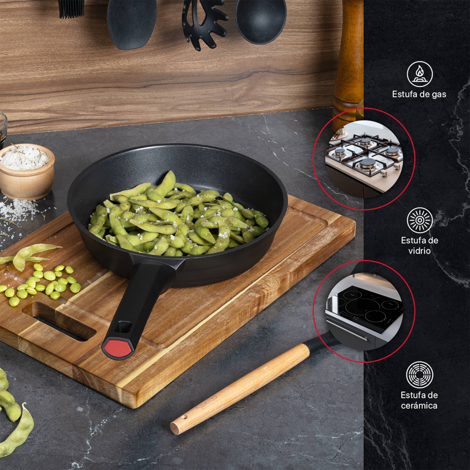 Sartén De Aluminio Fundido Con Antiadherente 20 cm Comal Negro Cookify