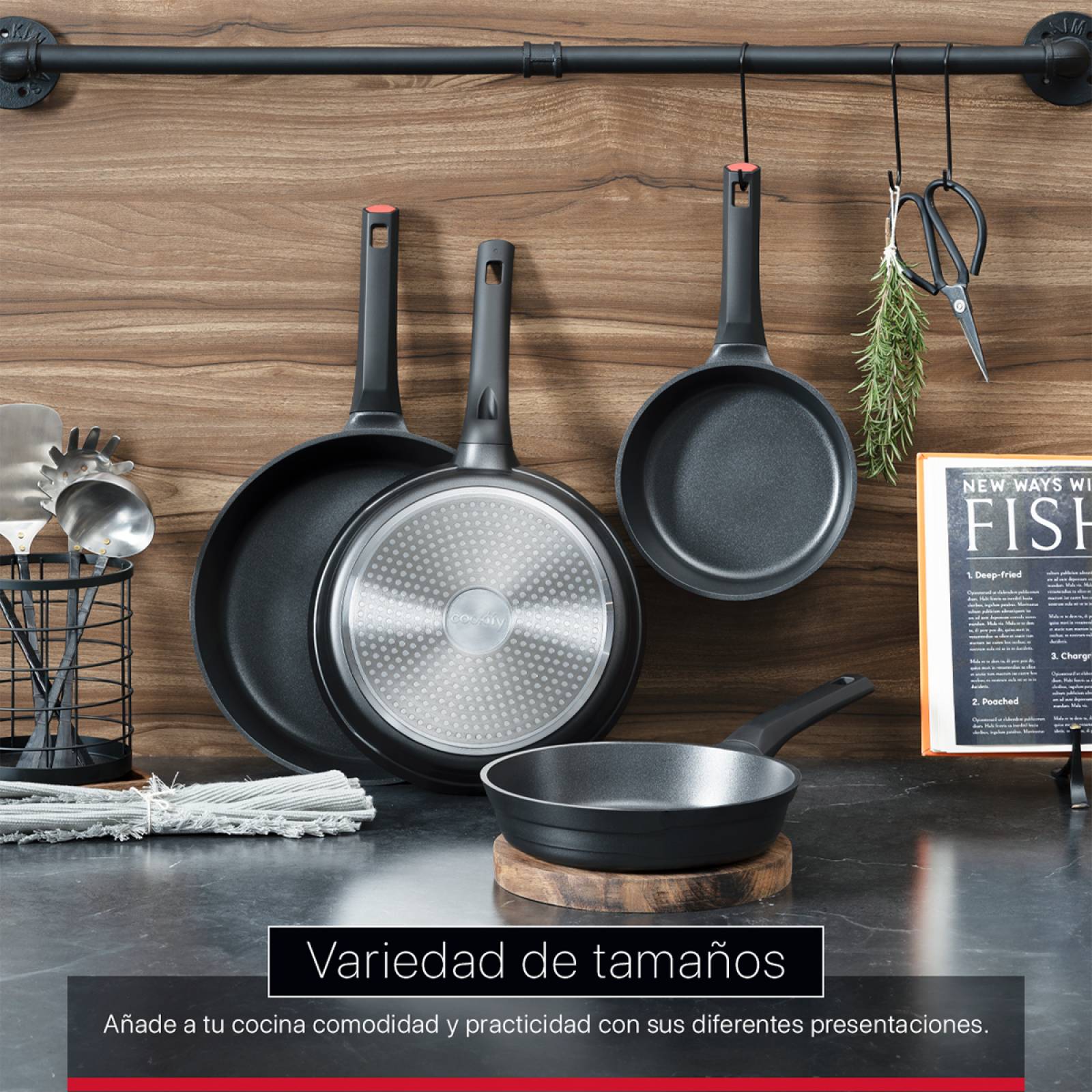 Sartén De Aluminio Fundido Con Antiadherente 28 cm Comal Negro Cookify