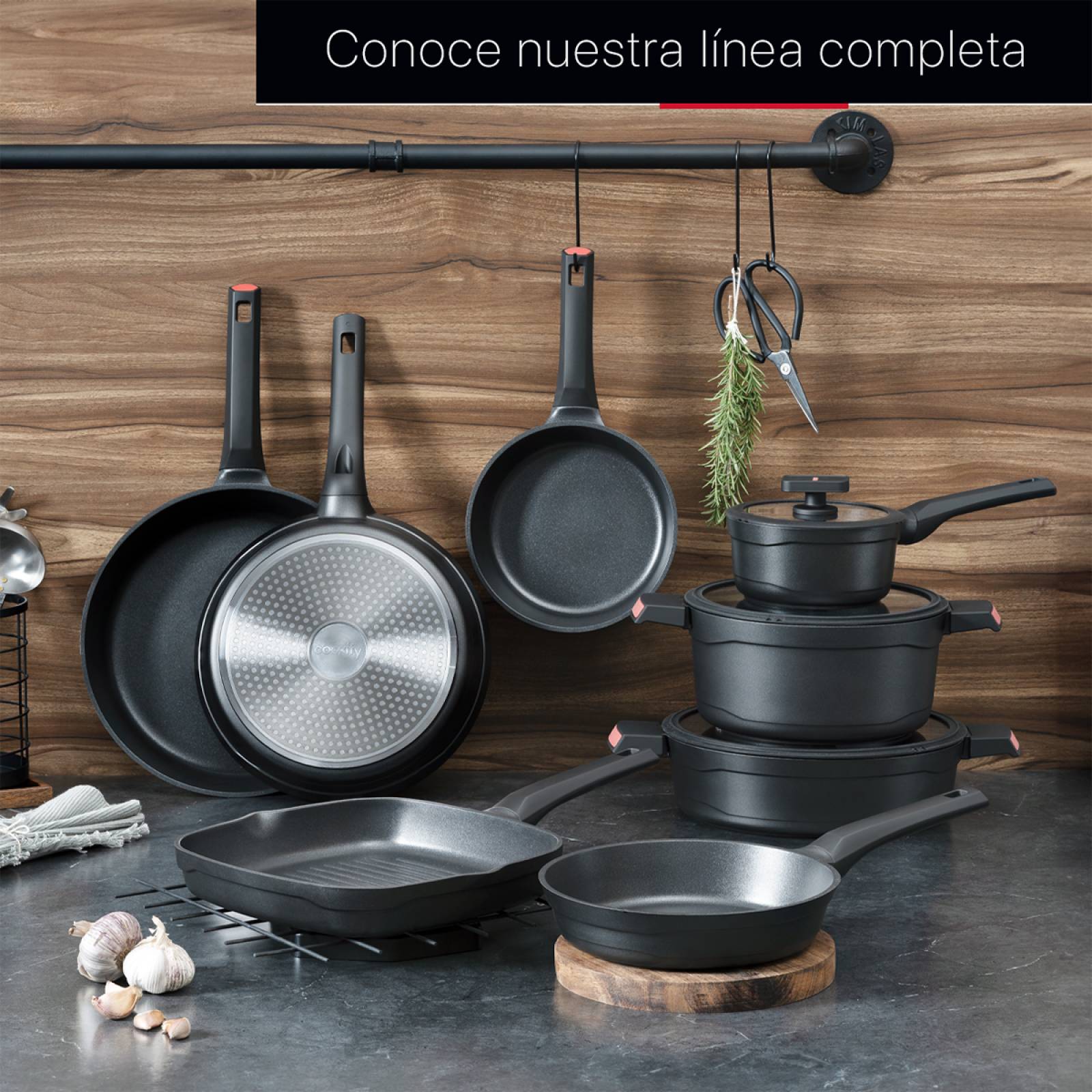 Sartén De Aluminio Fundido Con Antiadherente 28 cm Comal Negro Cookify