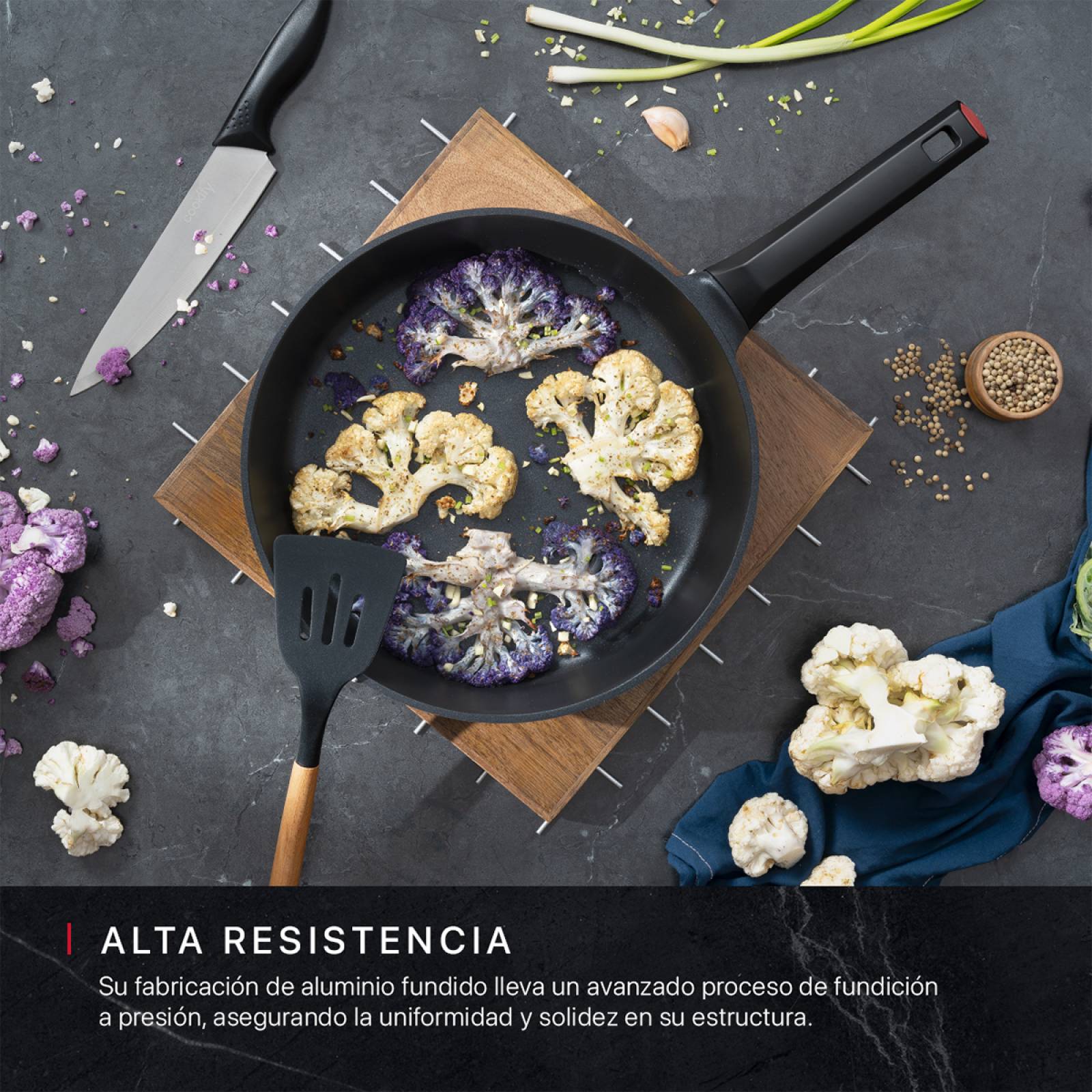 Sartén De Aluminio Fundido Con Antiadherente 30 cm Comal Negro Cookify