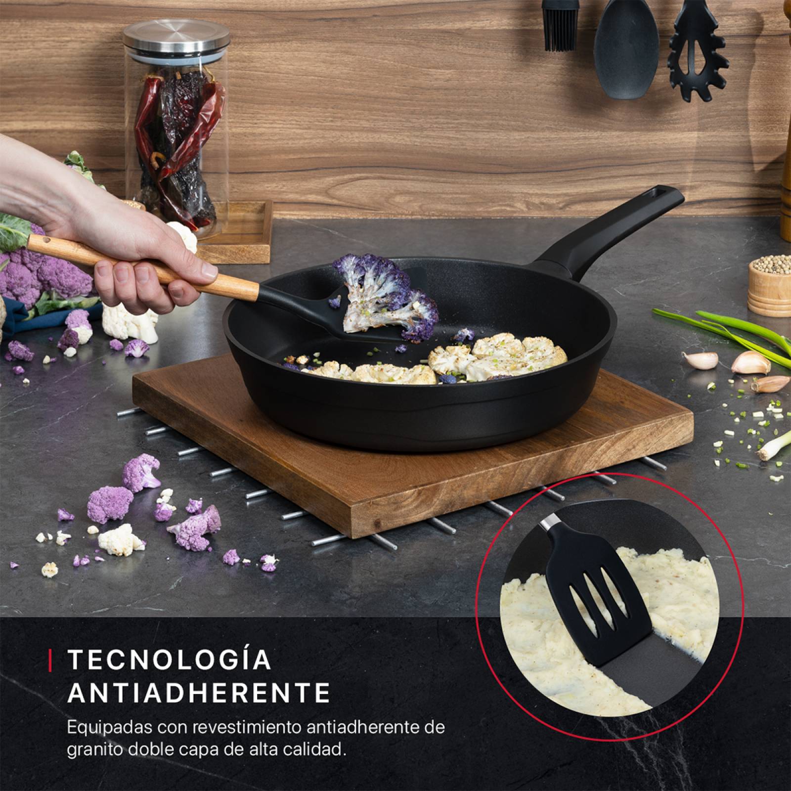 Sartén De Aluminio Fundido Con Antiadherente 30 cm Comal Negro Cookify
