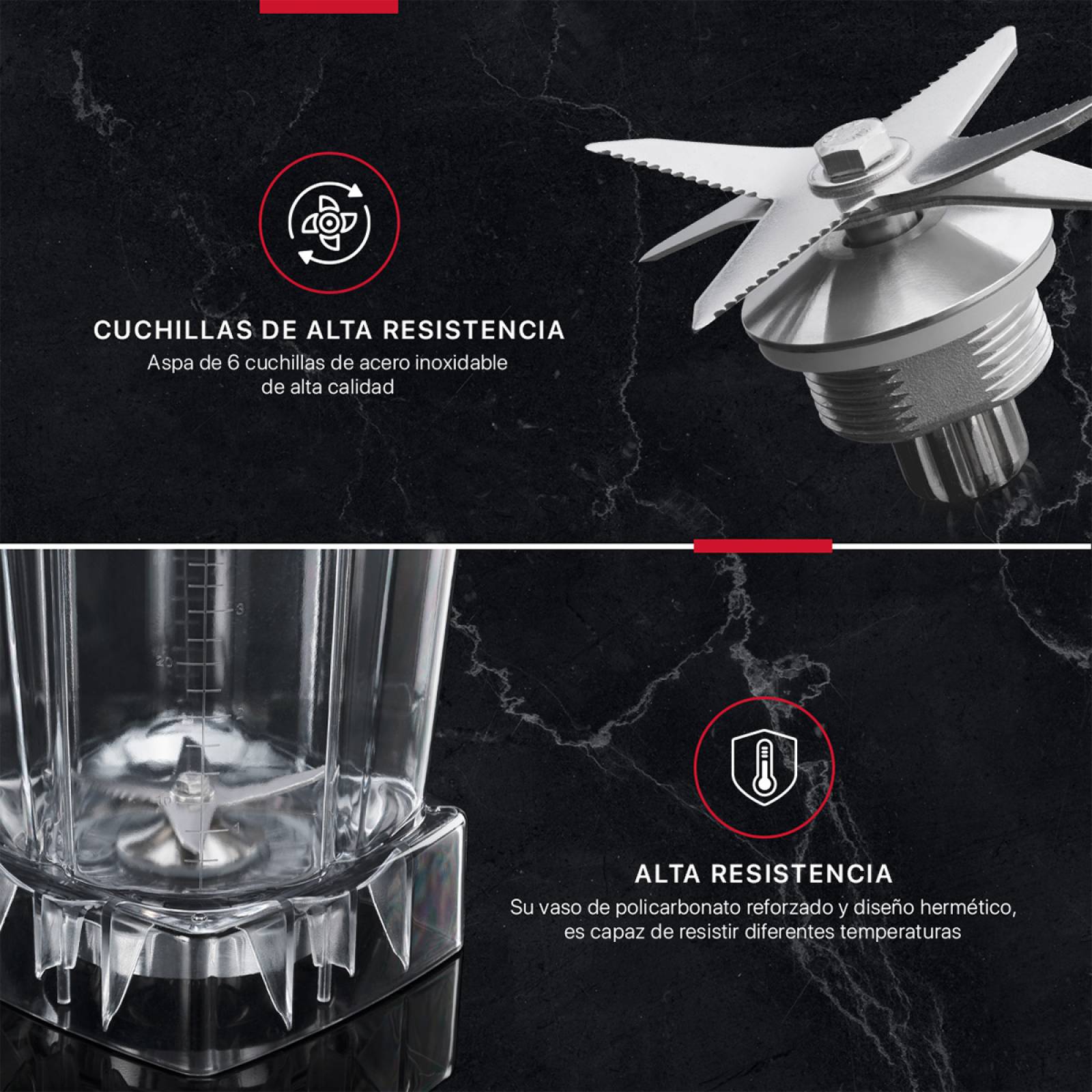 Vaso con Aspas Repuesto Para Licuadora Profesional de 2 Litros Cookify