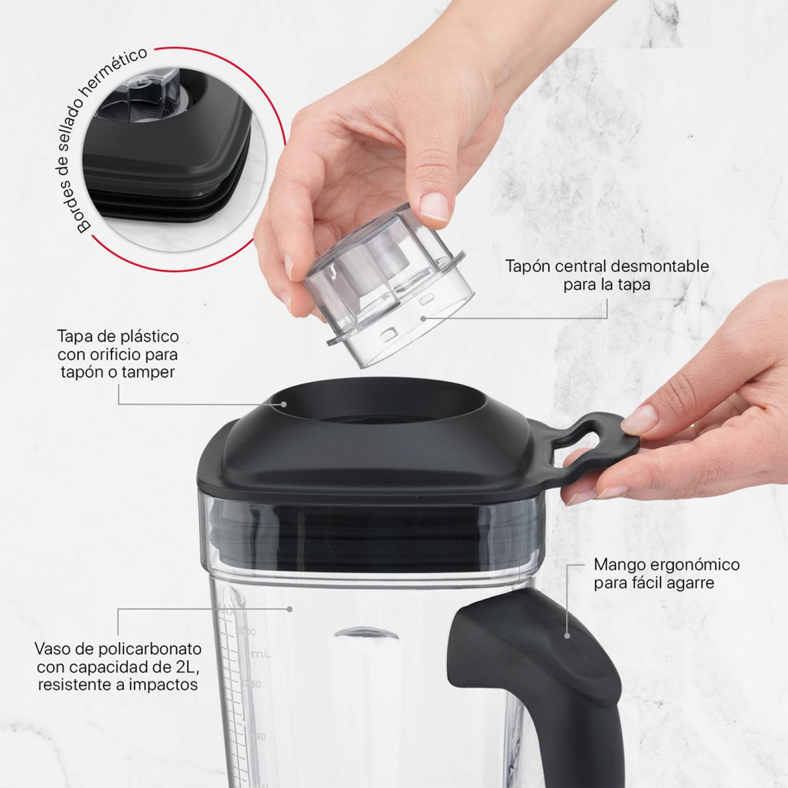 Vaso con Aspas Repuesto Para Licuadora Profesional de 2 Litros Cookify