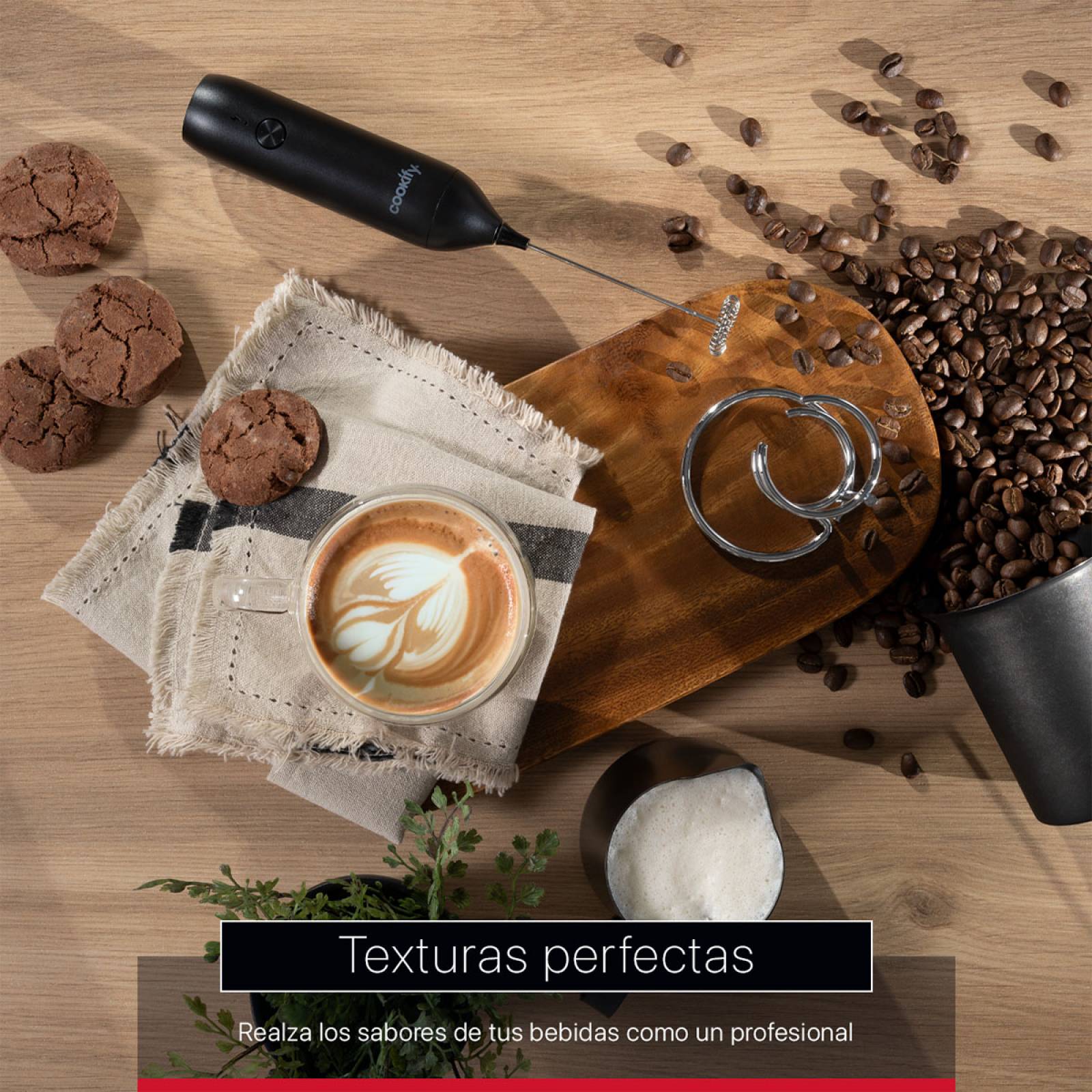 Batidor Espumador de Leche Eléctrico Recargable para Café Cookify.