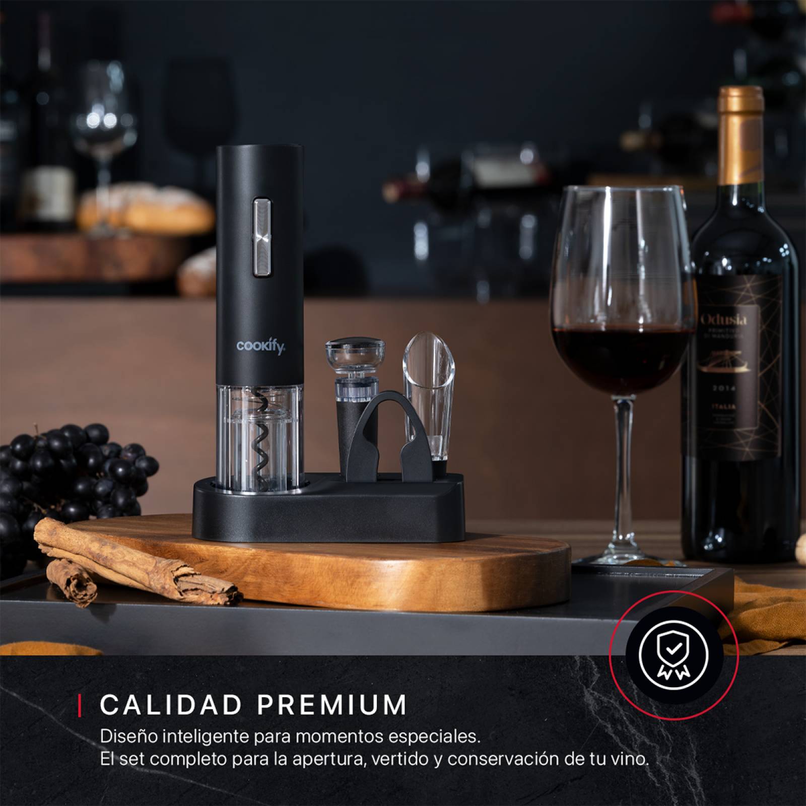 Sacacorchos de Vino Eléctrico Recargable 4 En 1 Destapador para Botellas Cookify