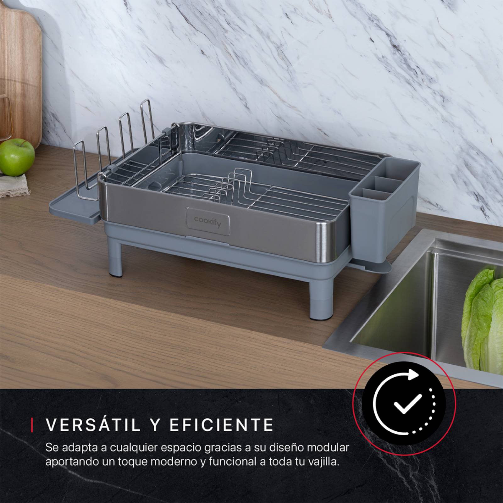 Escurridor de Trastes para Vajilla Platos Acero Inoxidable Cookify.