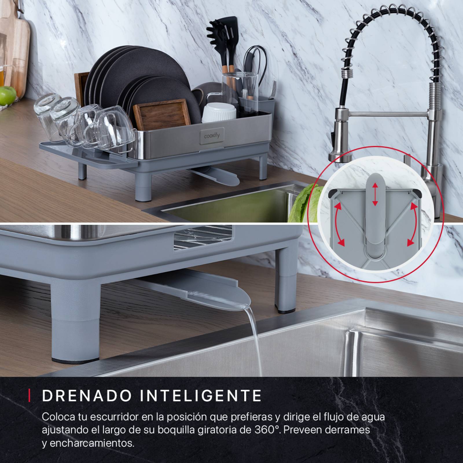 Escurridor de Trastes para Vajilla Platos Acero Inoxidable Cookify.