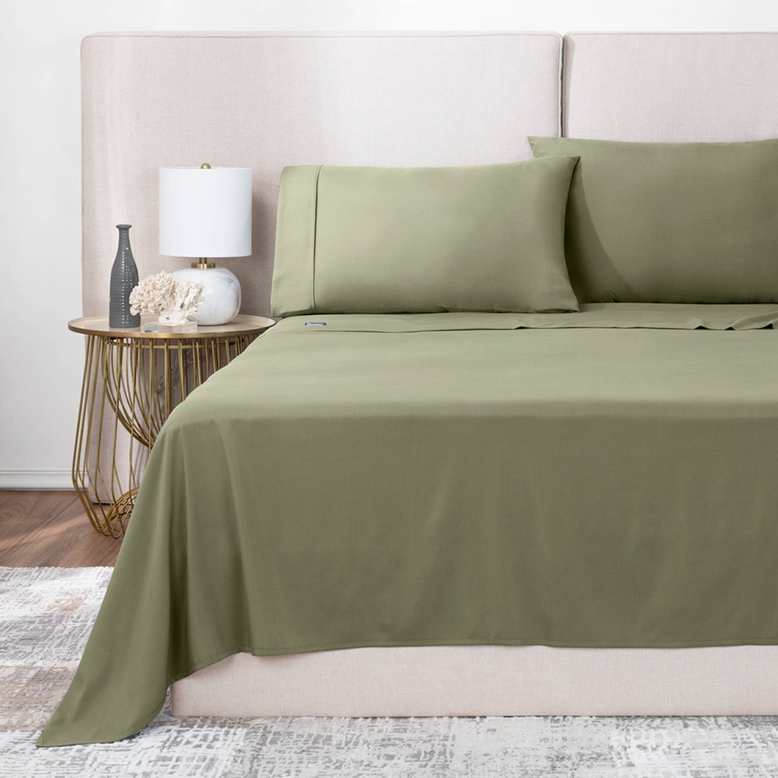 Sábanas Matrimonial De Bambú / Bamboo Ultra Suaves Y Frescas Verde Olivo ESQUIMAL.