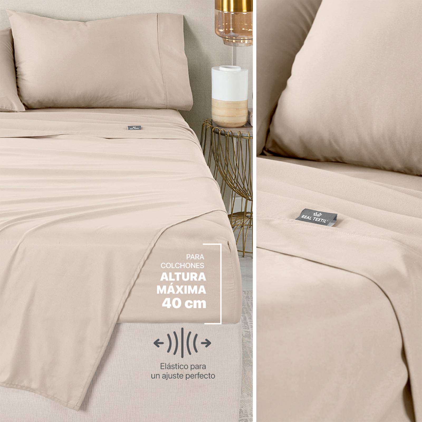 Set Edredón King Size con Fundas y Sábanas 7 Terracota / Khaki Claro Real Textil
