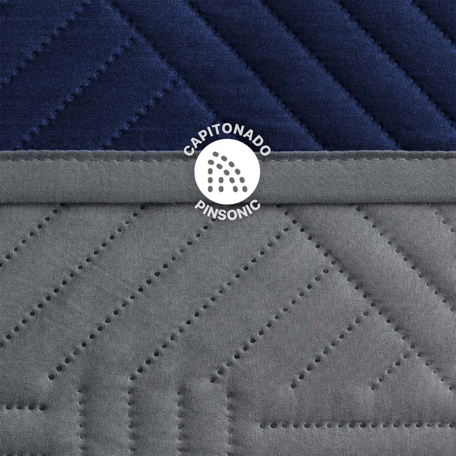 Edredón Ligero Queen Size Doble Vista con Funda Azul Marino - Gris Oscuro REAL TEXTIL.