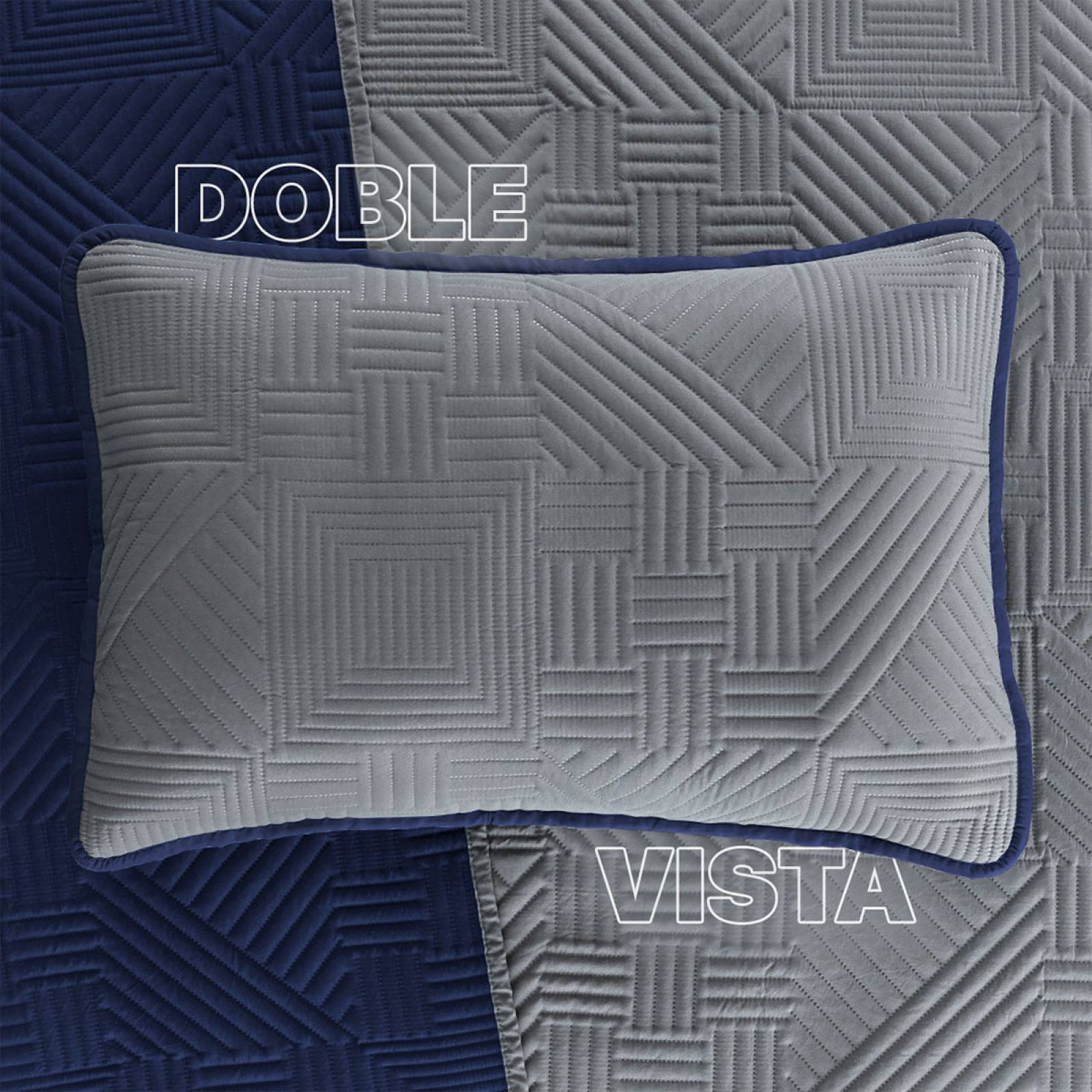 Edredón Ligero Queen Size Doble Vista con Funda Azul Marino - Gris Oscuro REAL TEXTIL.