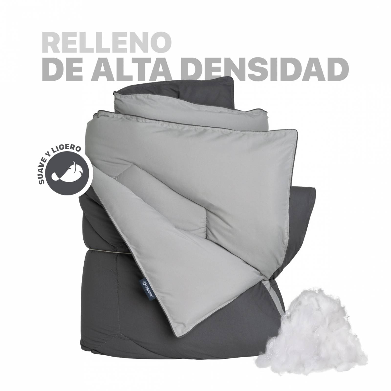 Edredón Acolchado Duvet Queen Size de Doble Vista Gris Oscuro - Gris Medio ESQUIMAL