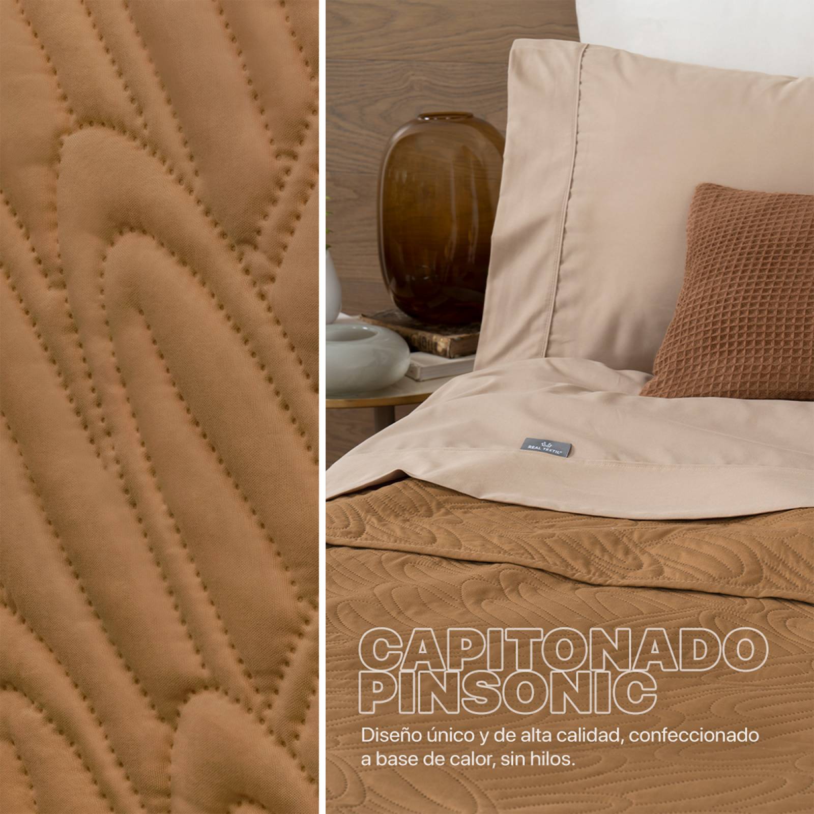 Edredón Económico Colcha Ligera Fresco Individual de 1 Pieza Ocre Real Textil.