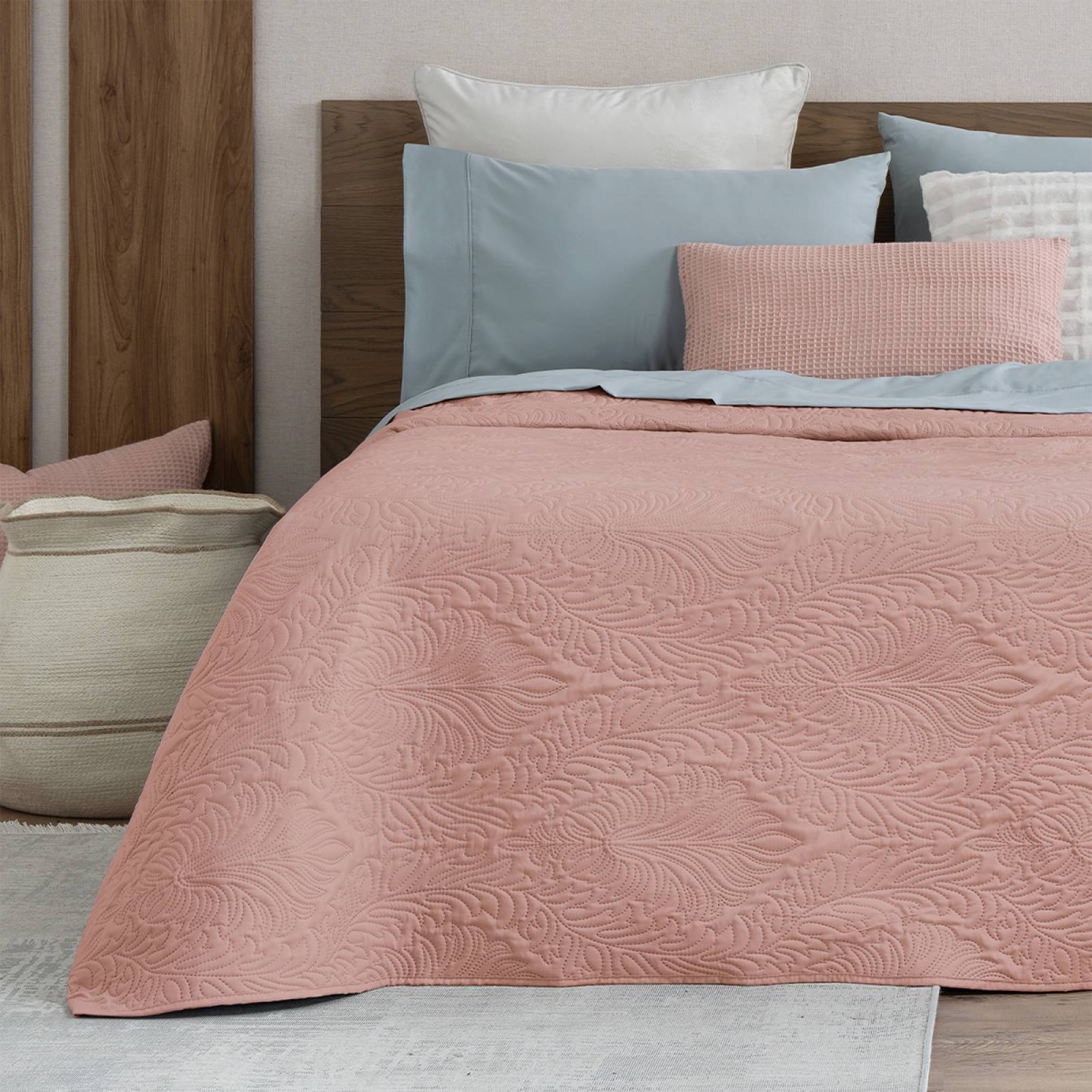 Edredón Económico Colcha Ligera Fresco King Size de Pieza Rosa