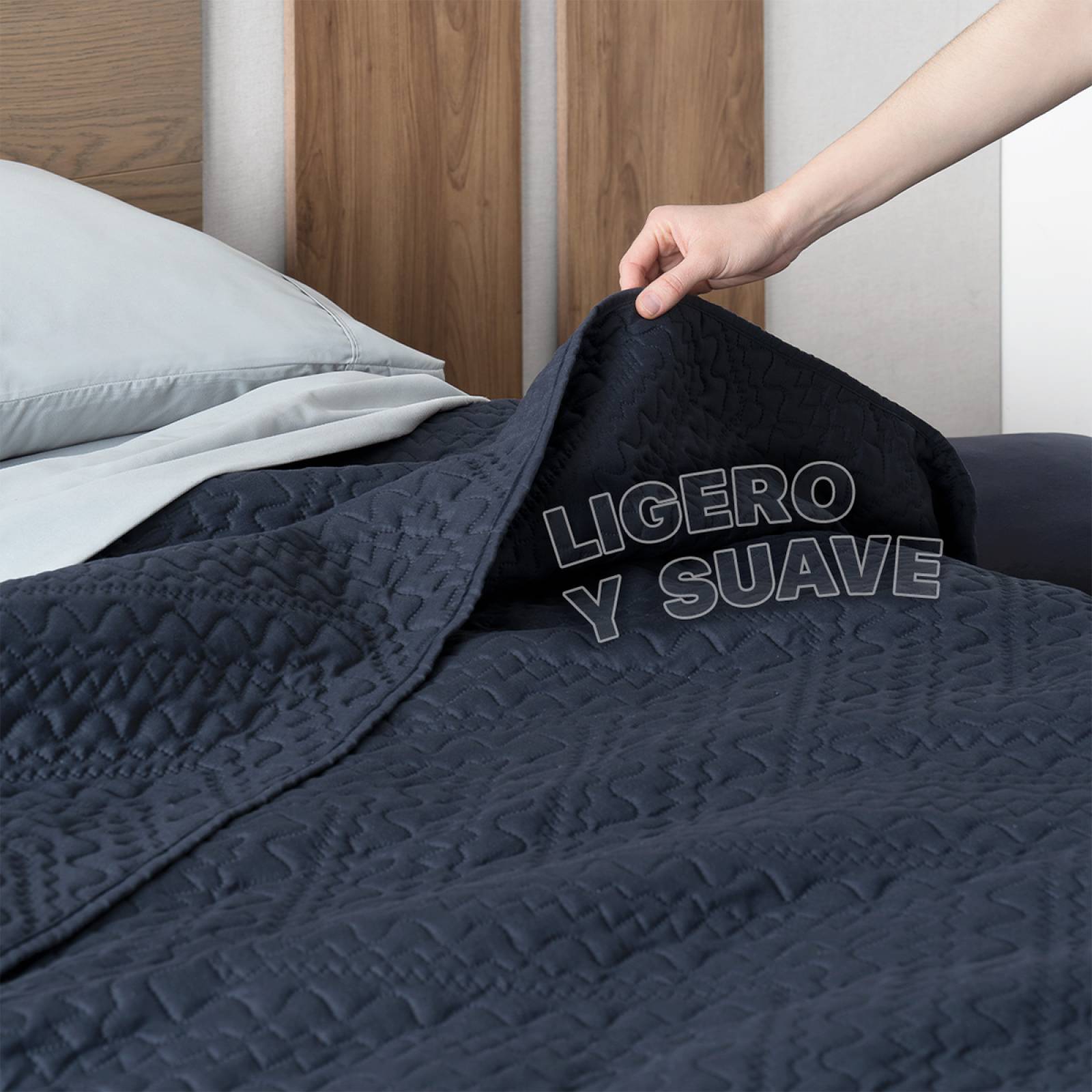 Edredón Económico Colcha Ligera Fresco Individual de 1 pieza Azul Oscuro Real Textil