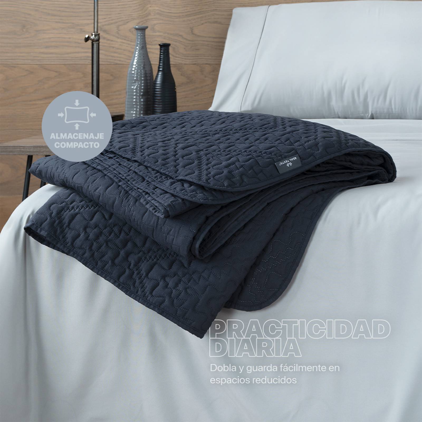 Edredón Económico Colcha Ligera Fresco Individual de 1 pieza Azul Oscuro Real Textil