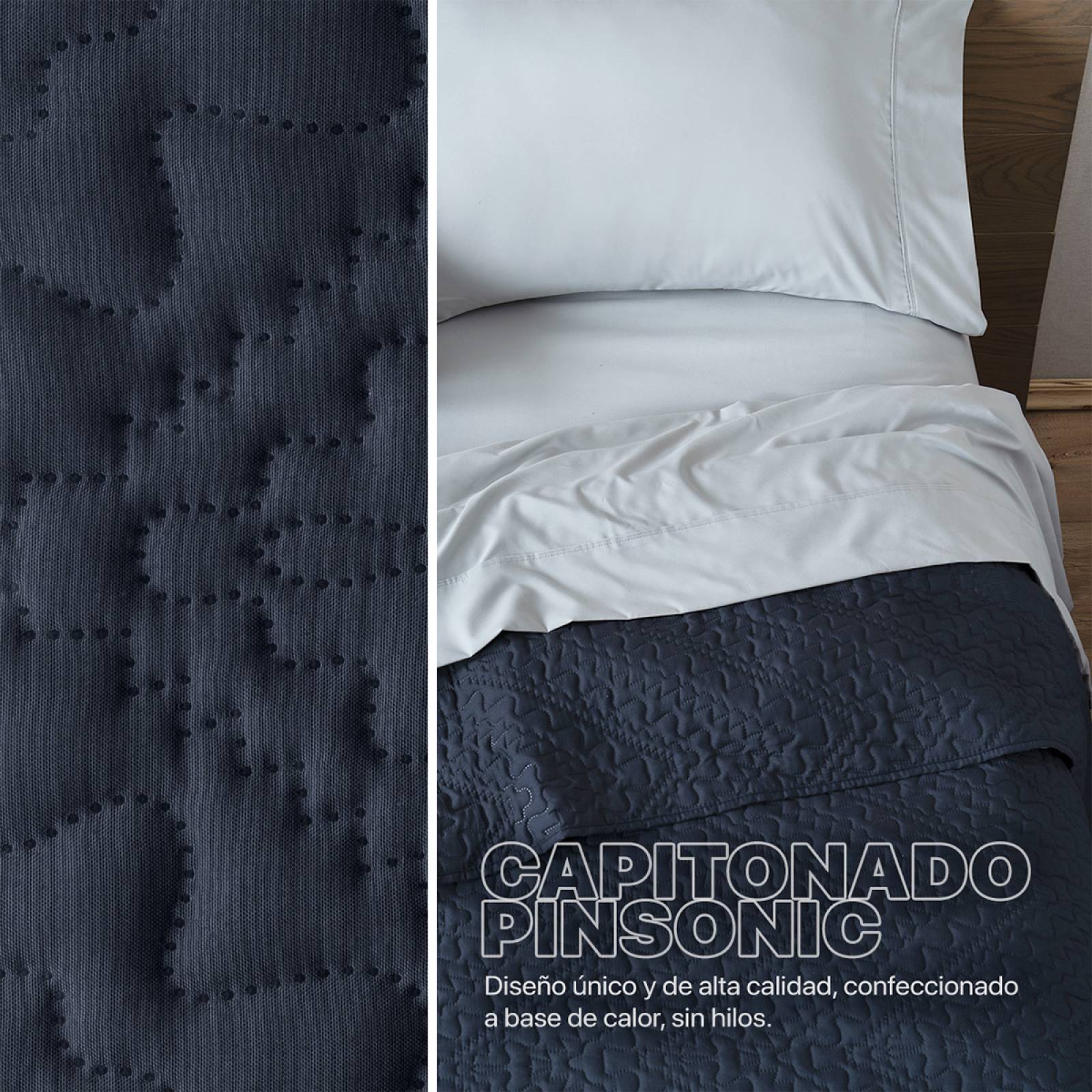 Edredón Económico Colcha Ligera Fresco Matrimonial de 1  Pieza Azul Oscuro Real Textil