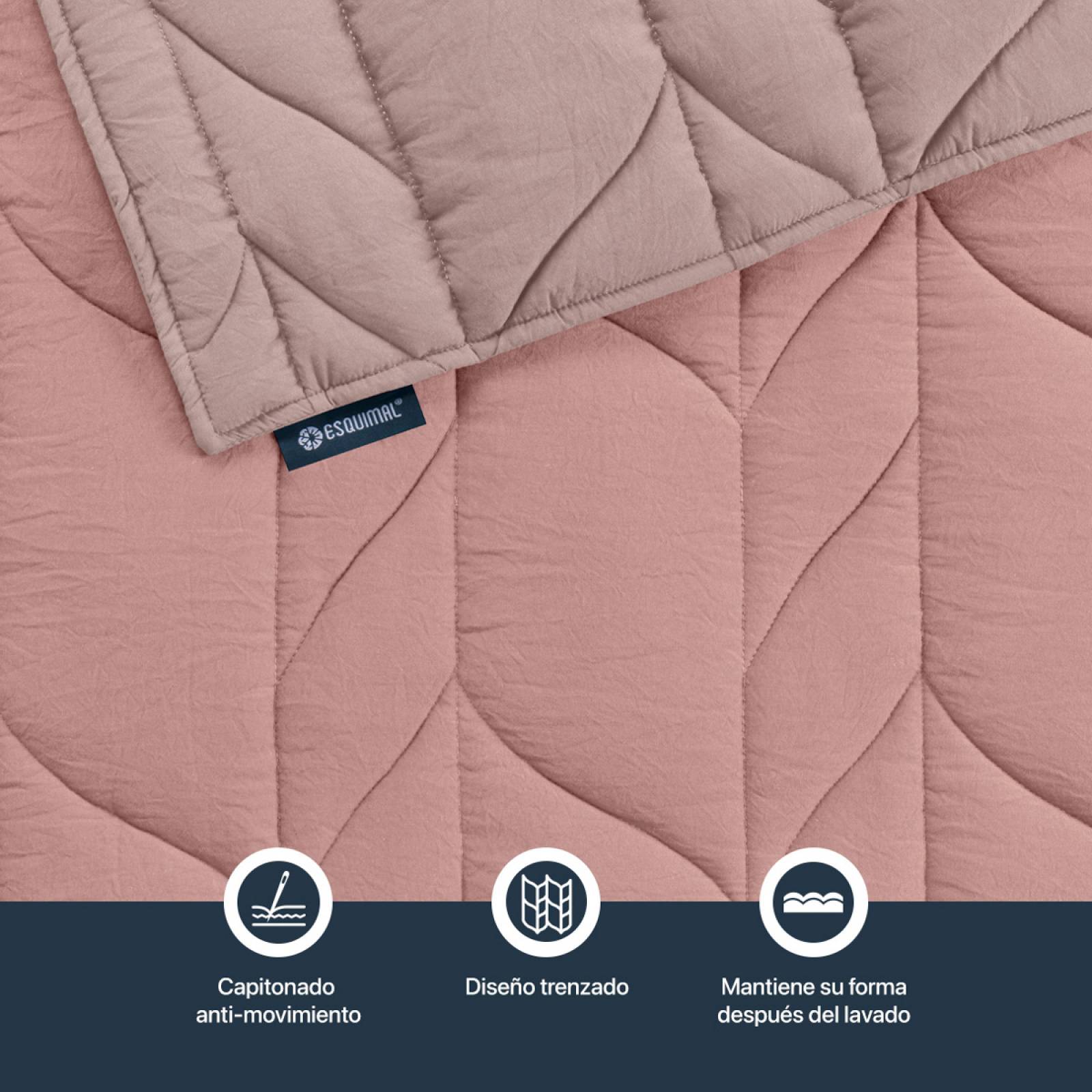 Edredón Capitonado de Lujo King Size con Fundas Palo de rosa - Rosa Esquimal.