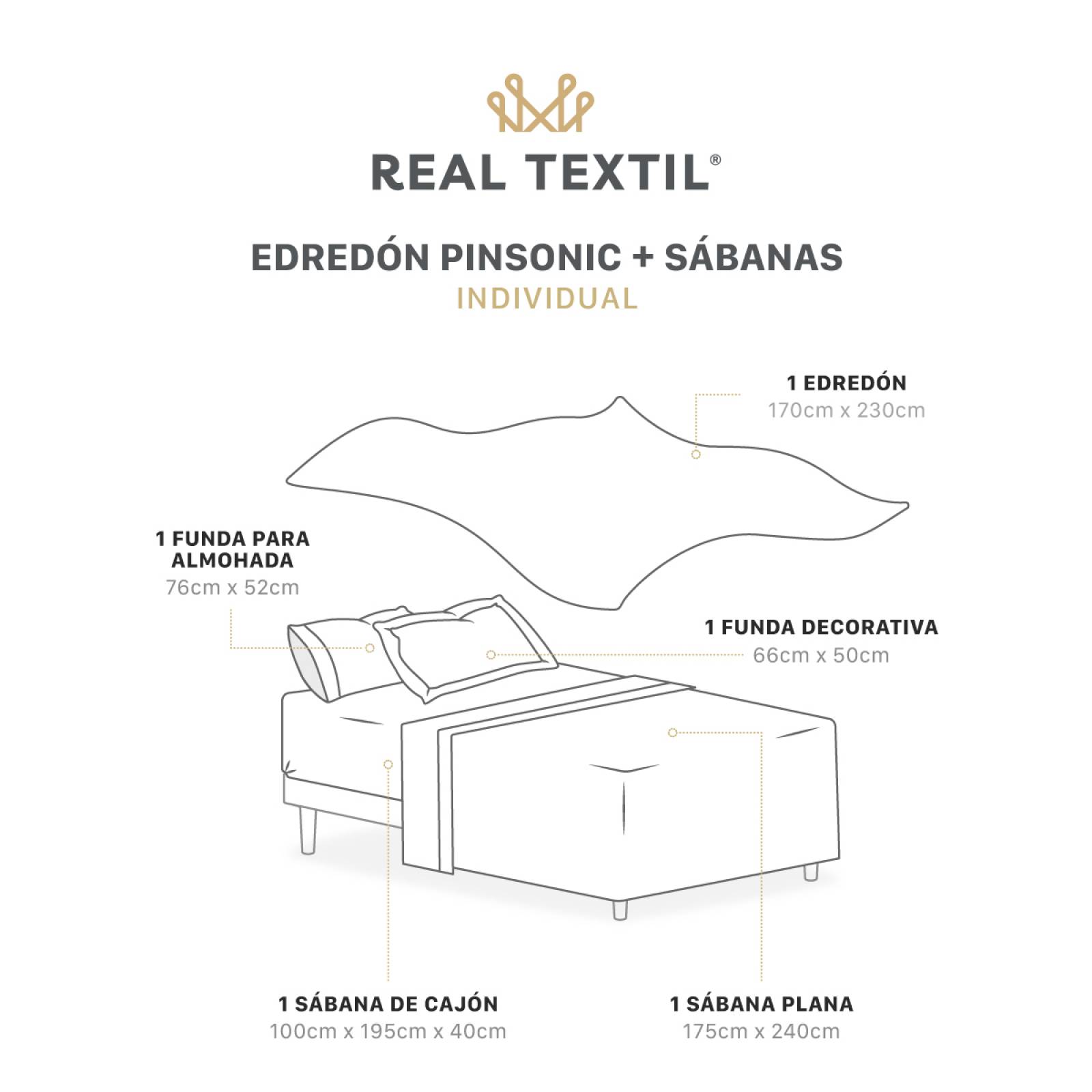 Set Edredón Ligero Individual con Fundas y Sabanas Violeta - Gris REAL TEXTIL.