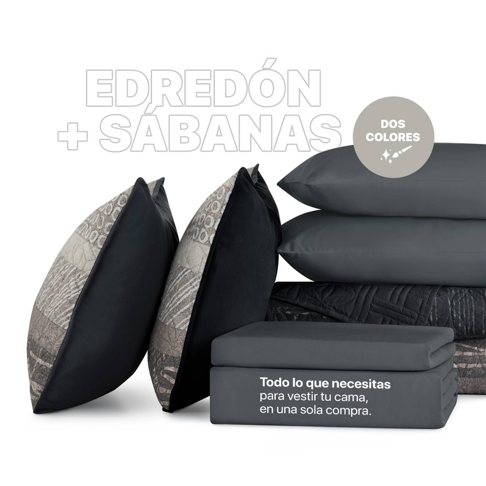 Set Edredón Ligero Queen Size con Fundas y Sabanas Samurai REAL TEXTIL.