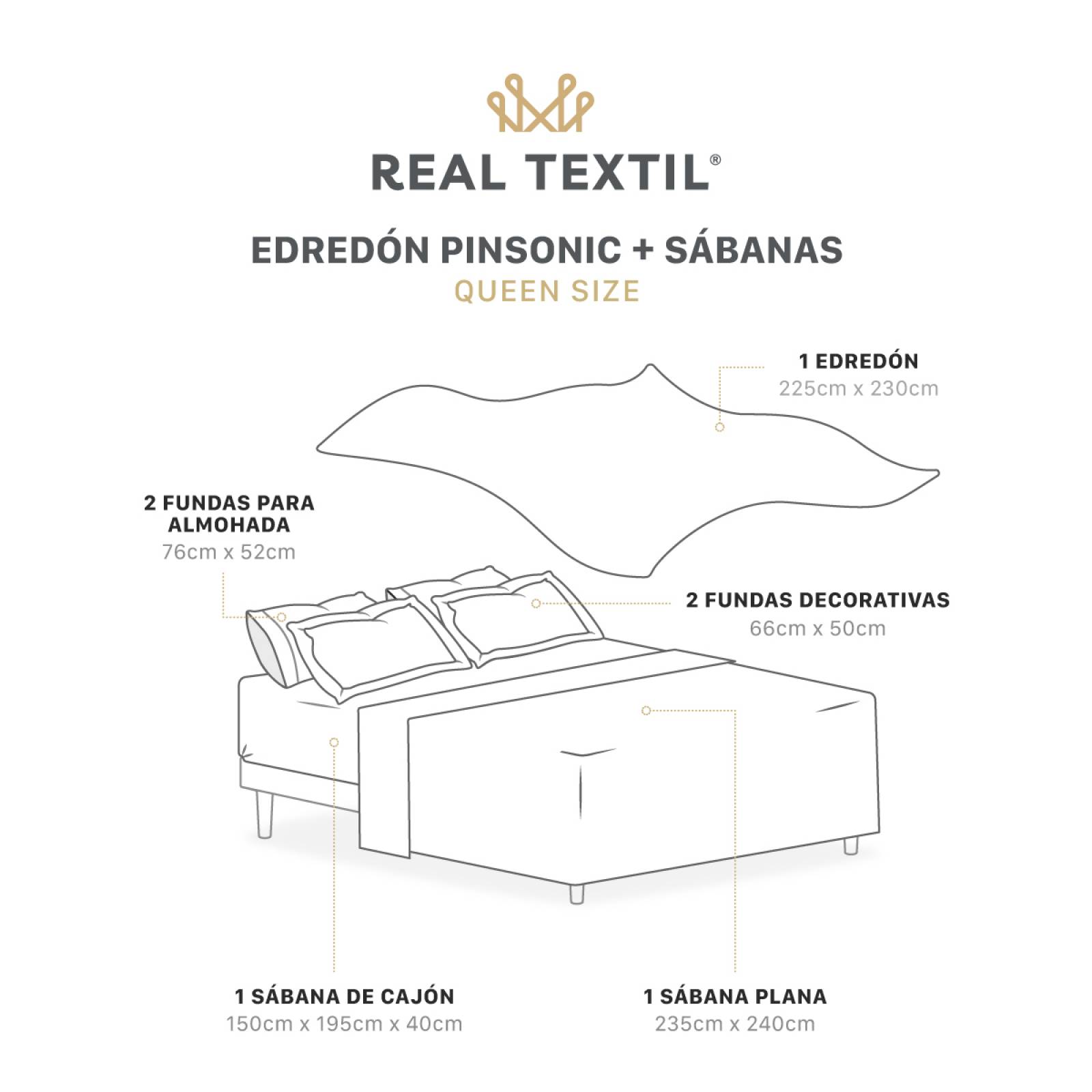 Set Edredón Ligero Queen Size con Fundas y Sabanas Samurai REAL TEXTIL.