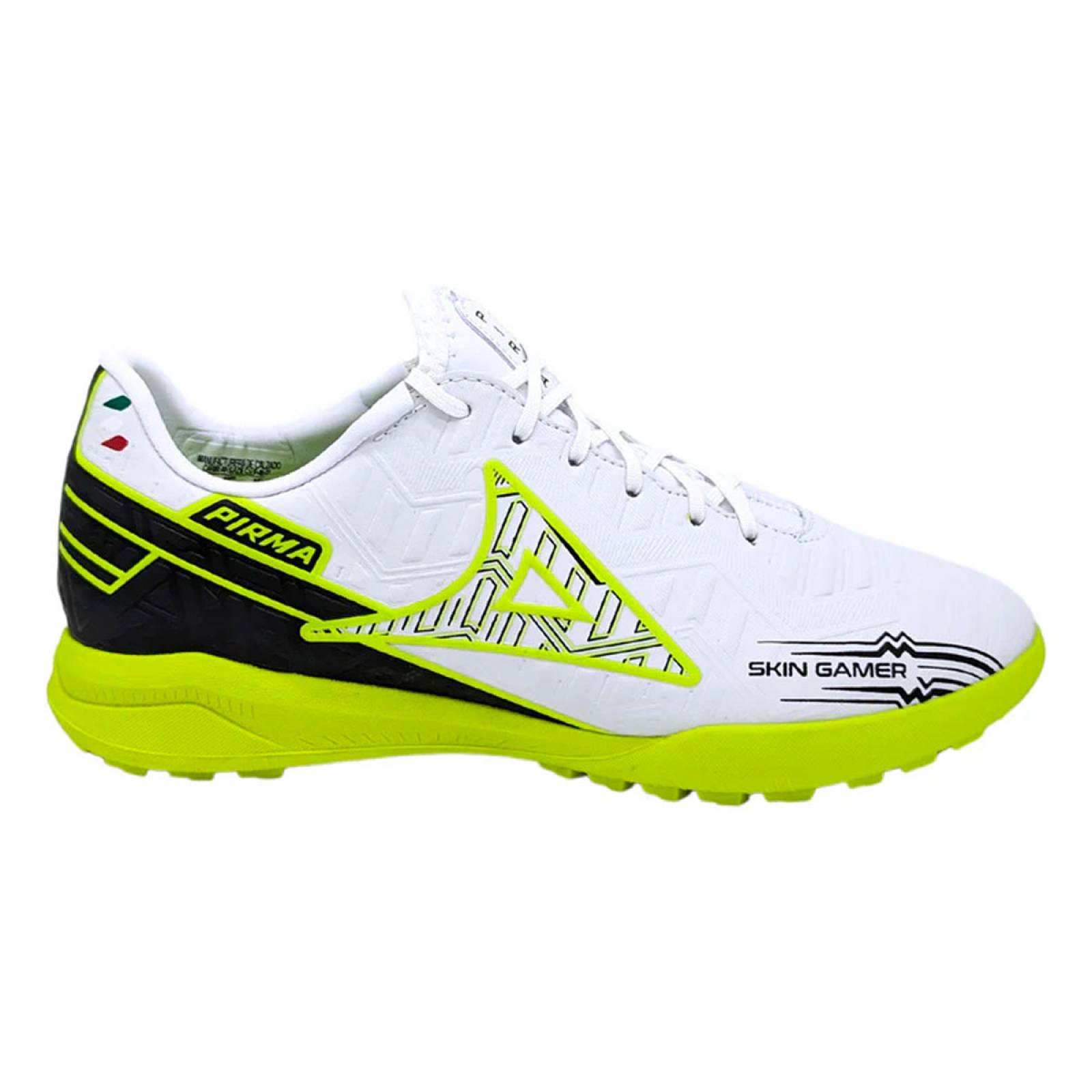 Tenis Pirma Futbol Rapido Skin Gamer Turf 3047 Hombre Blanco/Neon.