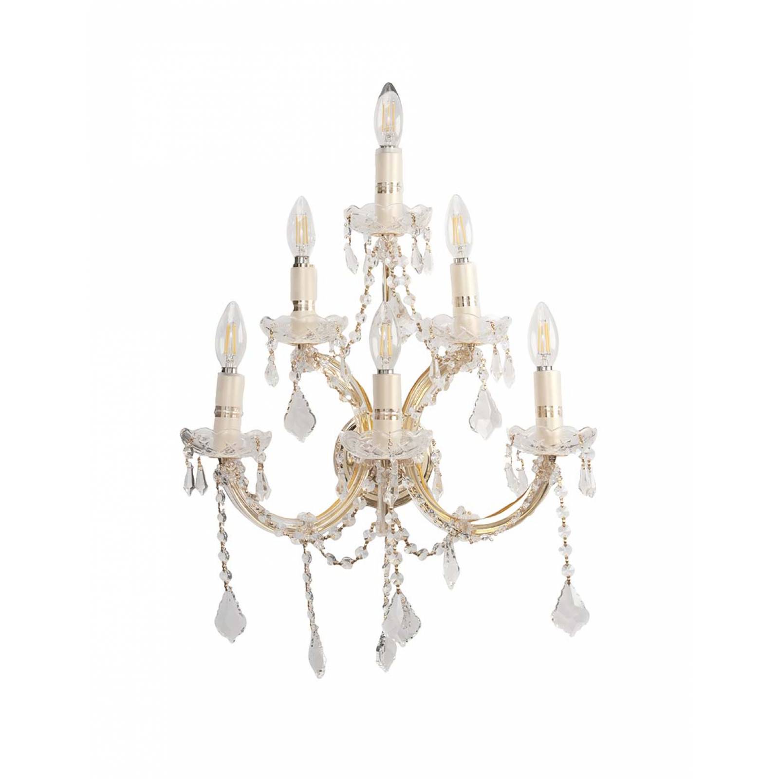 Arbotante de cristal cortado de lujo Maria Theresa GamaLux 6 Luces Dorado