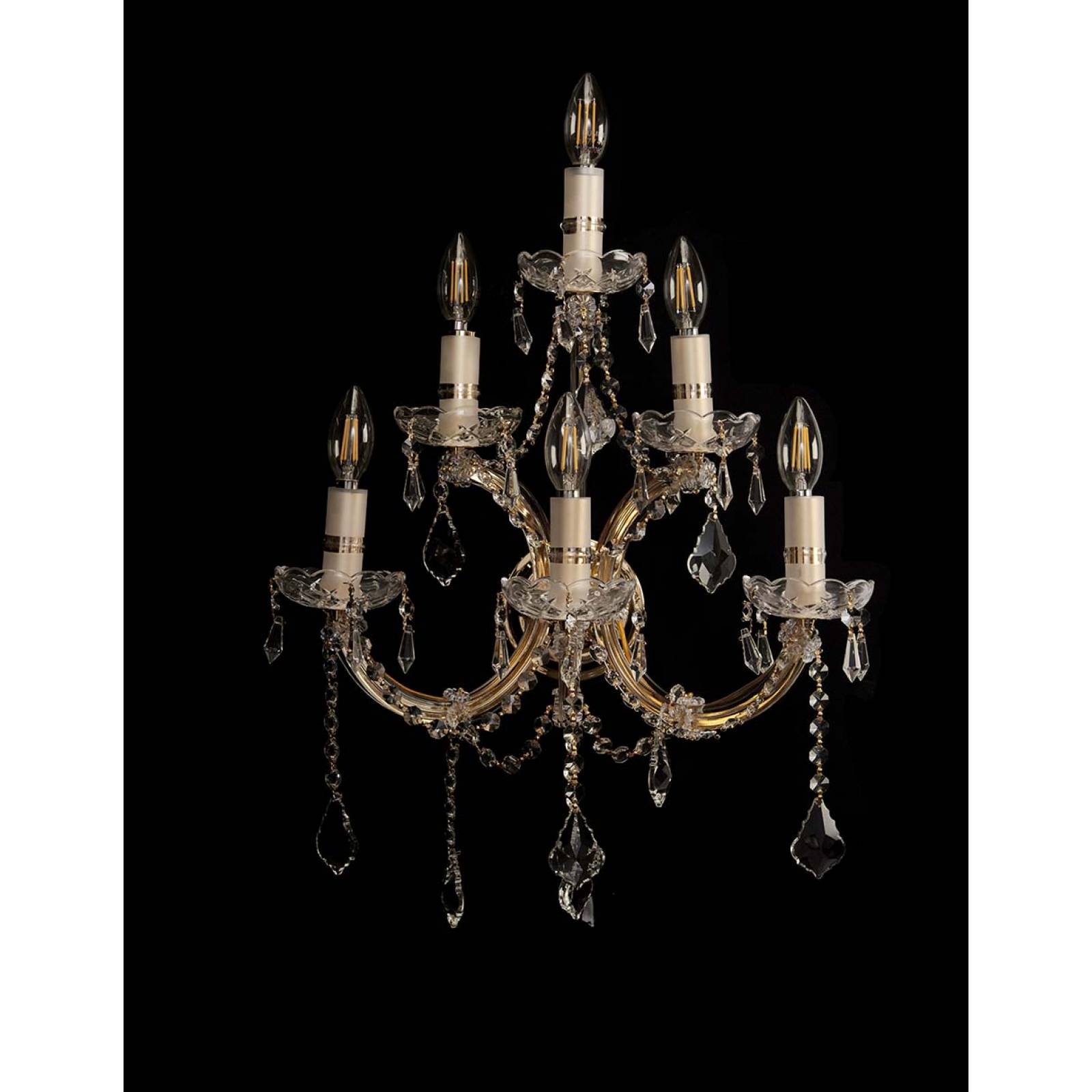 Arbotante de cristal cortado de lujo Maria Theresa GamaLux 6 Luces Dorado