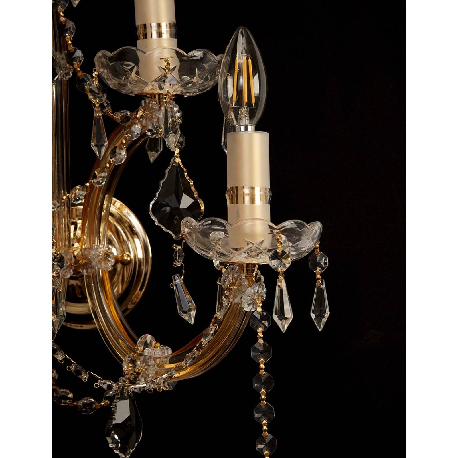 Arbotante de cristal cortado de lujo Maria Theresa GamaLux 6 Luces Dorado