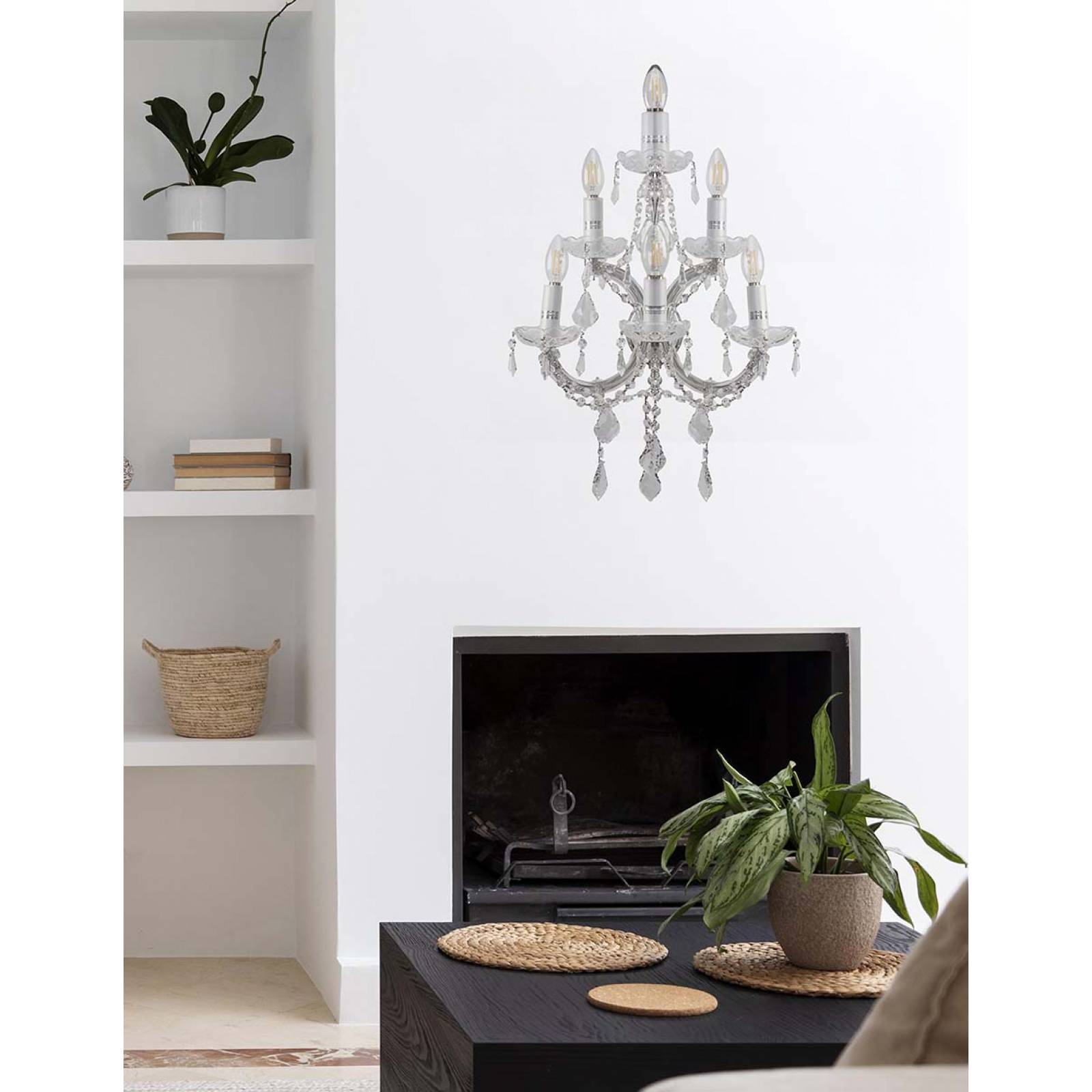 Arbotante de cristal cortado de lujo Maria Theresa GamaLux 6 Luces Cromado