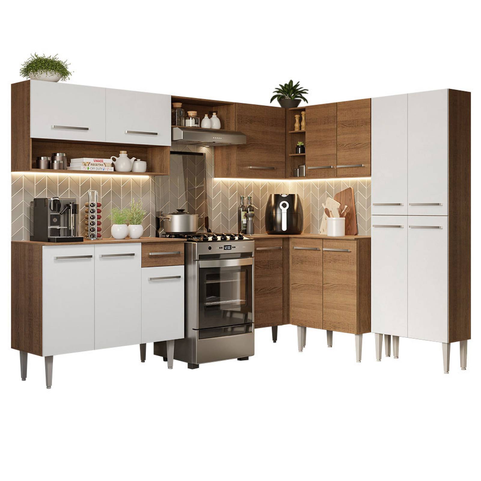 Mueble de Cocina Integral Esquinera 417cm Marrón Emilly Madesa 02