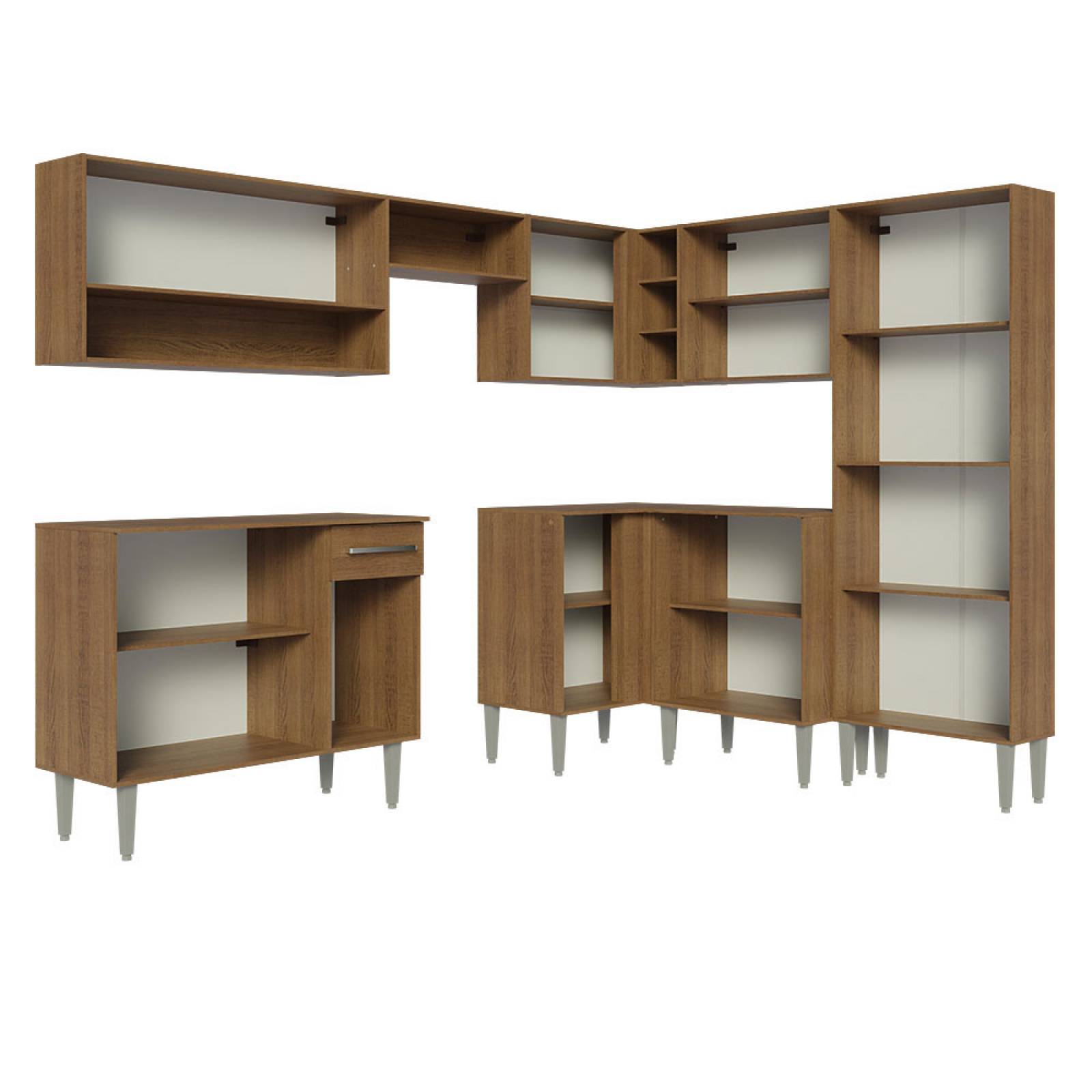 Mueble de Cocina Integral Esquinera 417cm Marrón Emilly Madesa 02