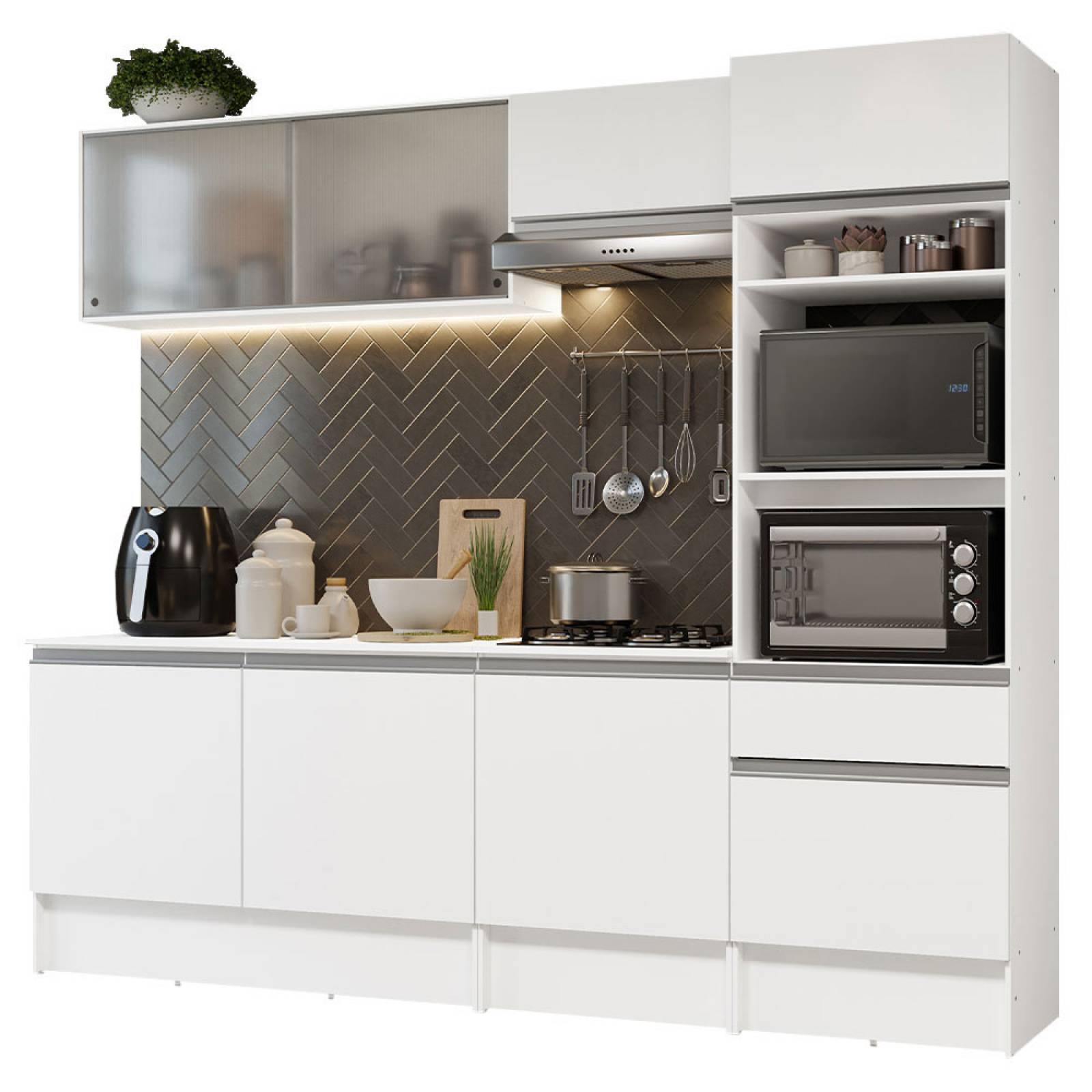 Mueble de Cocina Integral 240cm Blanco/Marrón Topazio Madesa 05