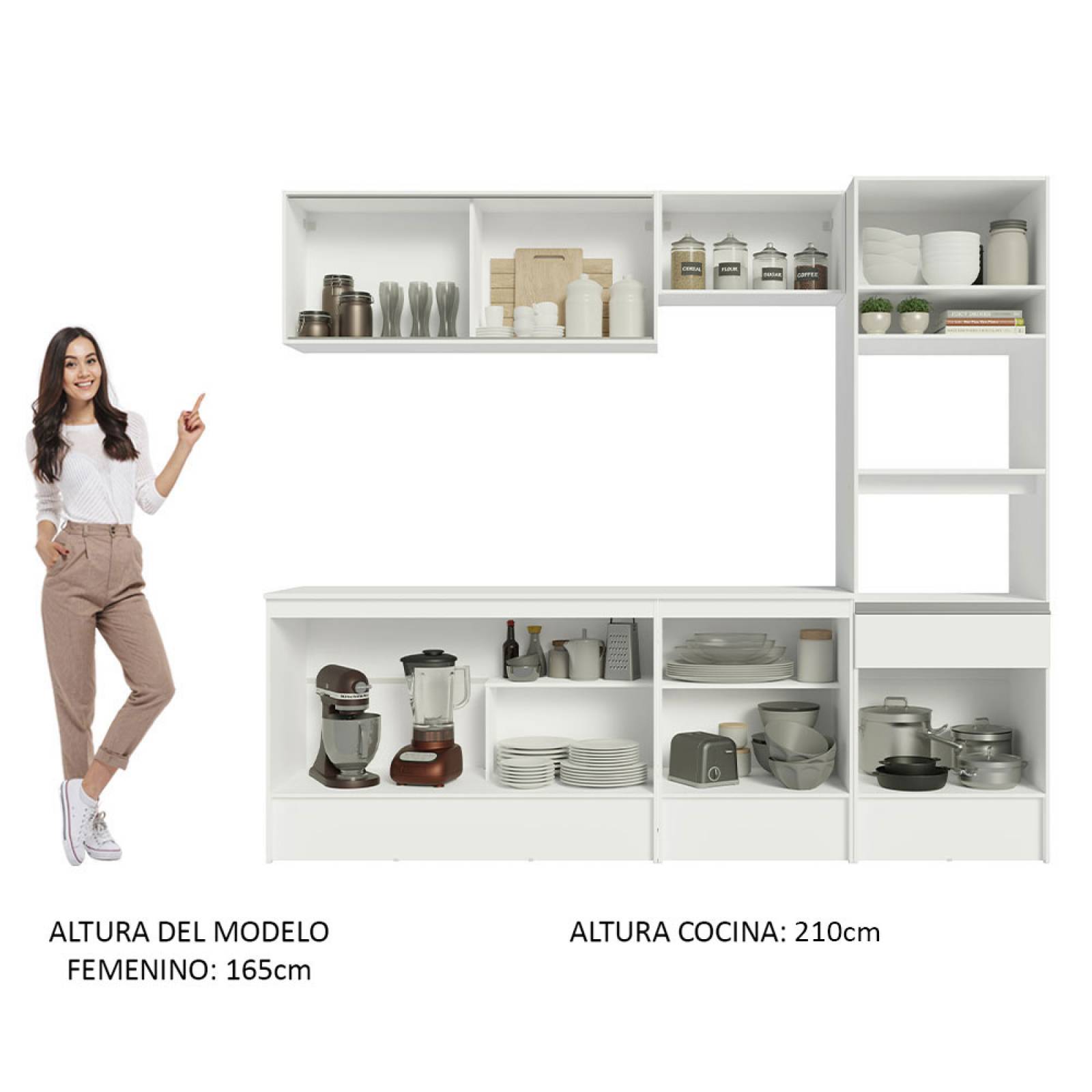 Mueble de Cocina Integral 240cm Blanco/Marrón Topazio Madesa 05