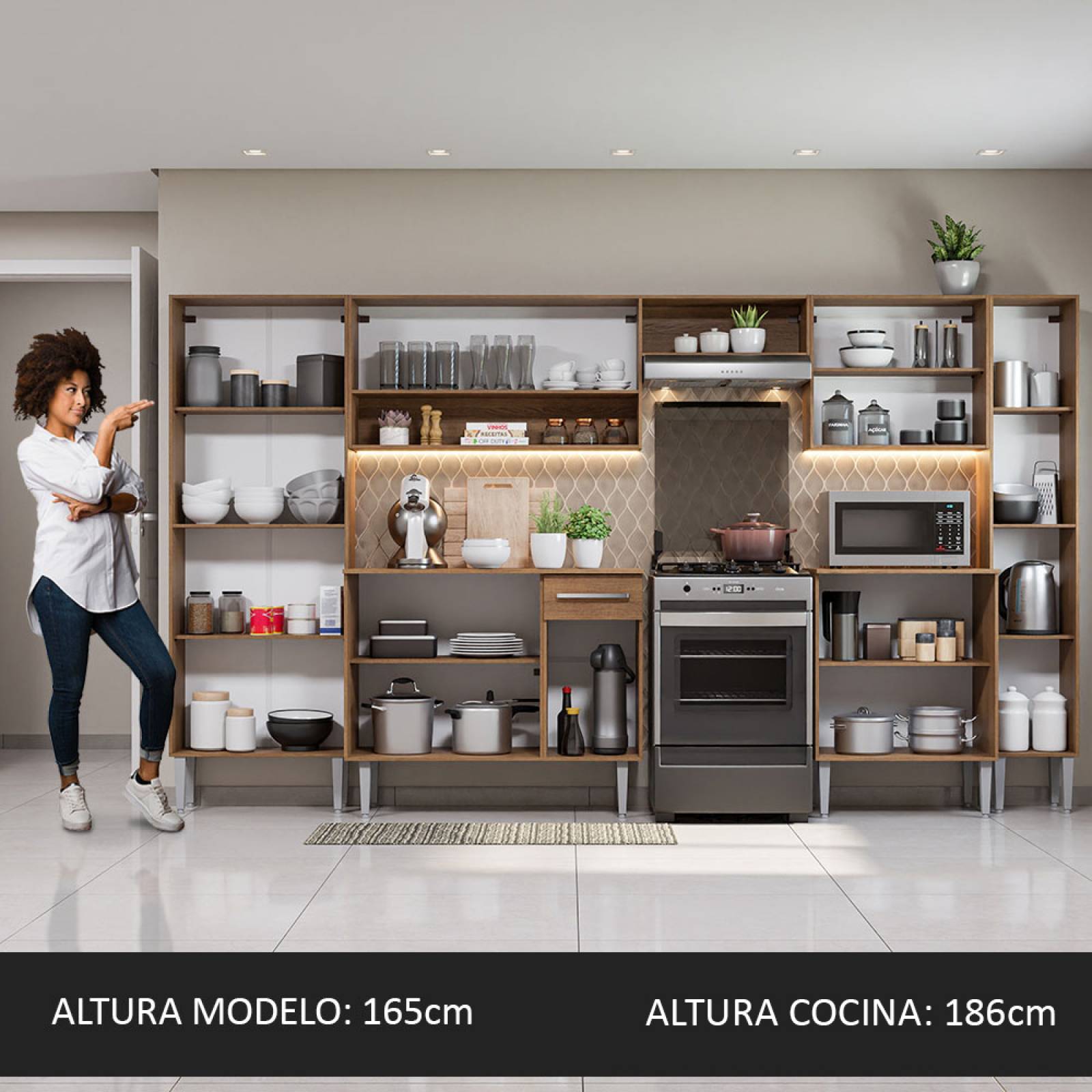 Combo Kitchen 20 Mueble Microondas + Barra De Cocina - Blanco