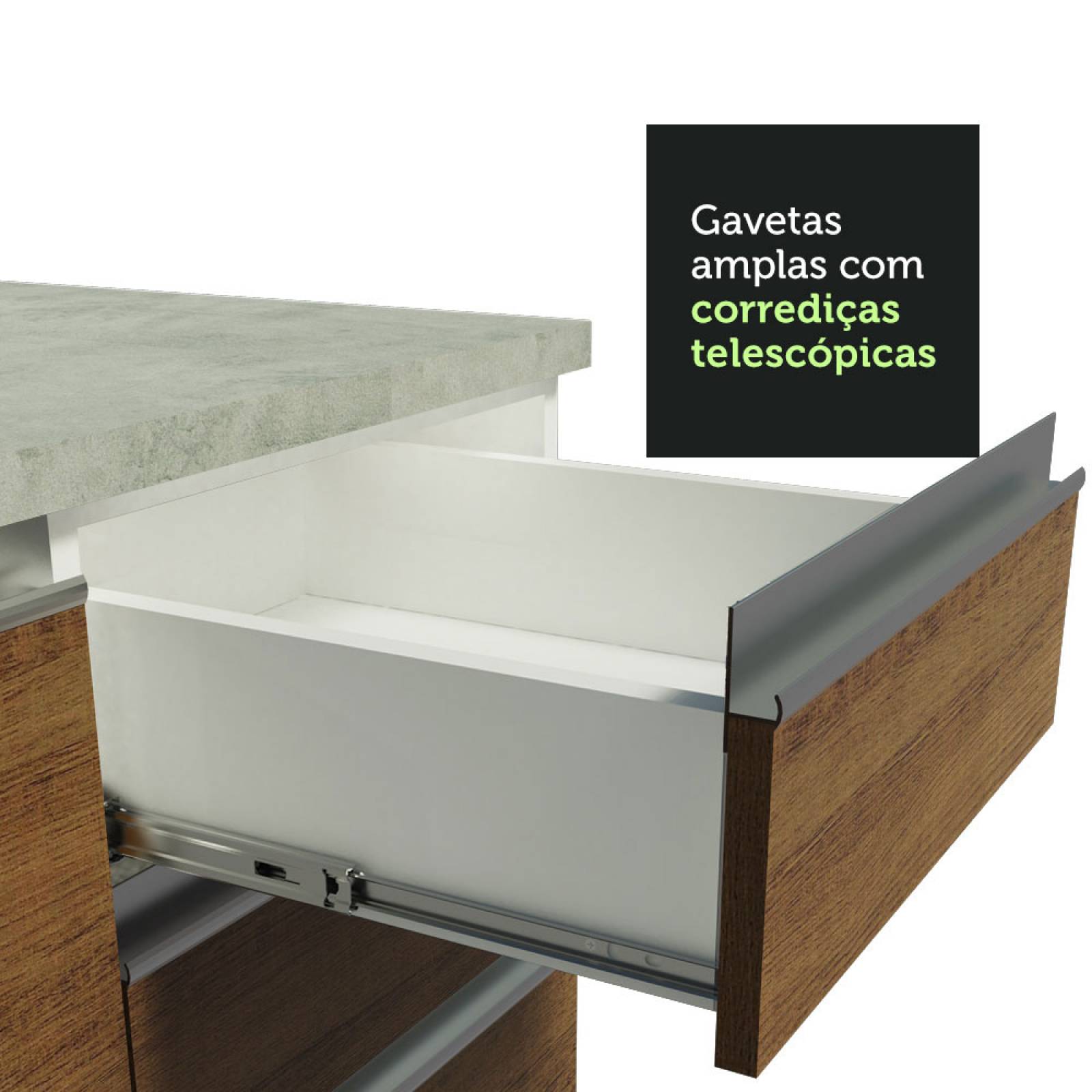 Cocina Integral Esquinera 469cm Blanco Glamy Madesa 01.