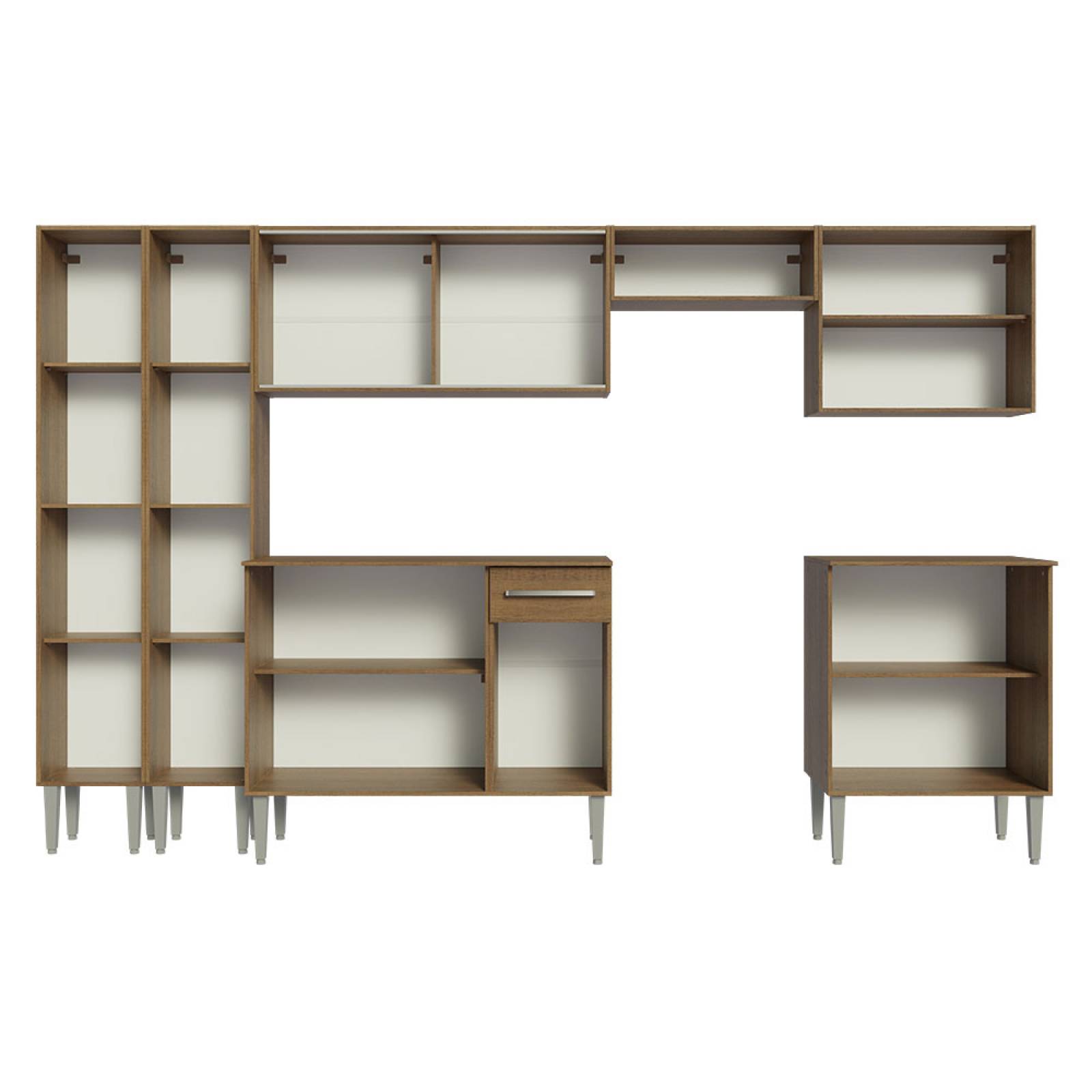 Mueble de Cocina Integral 293cm Marrón Emilly Madesa 05.