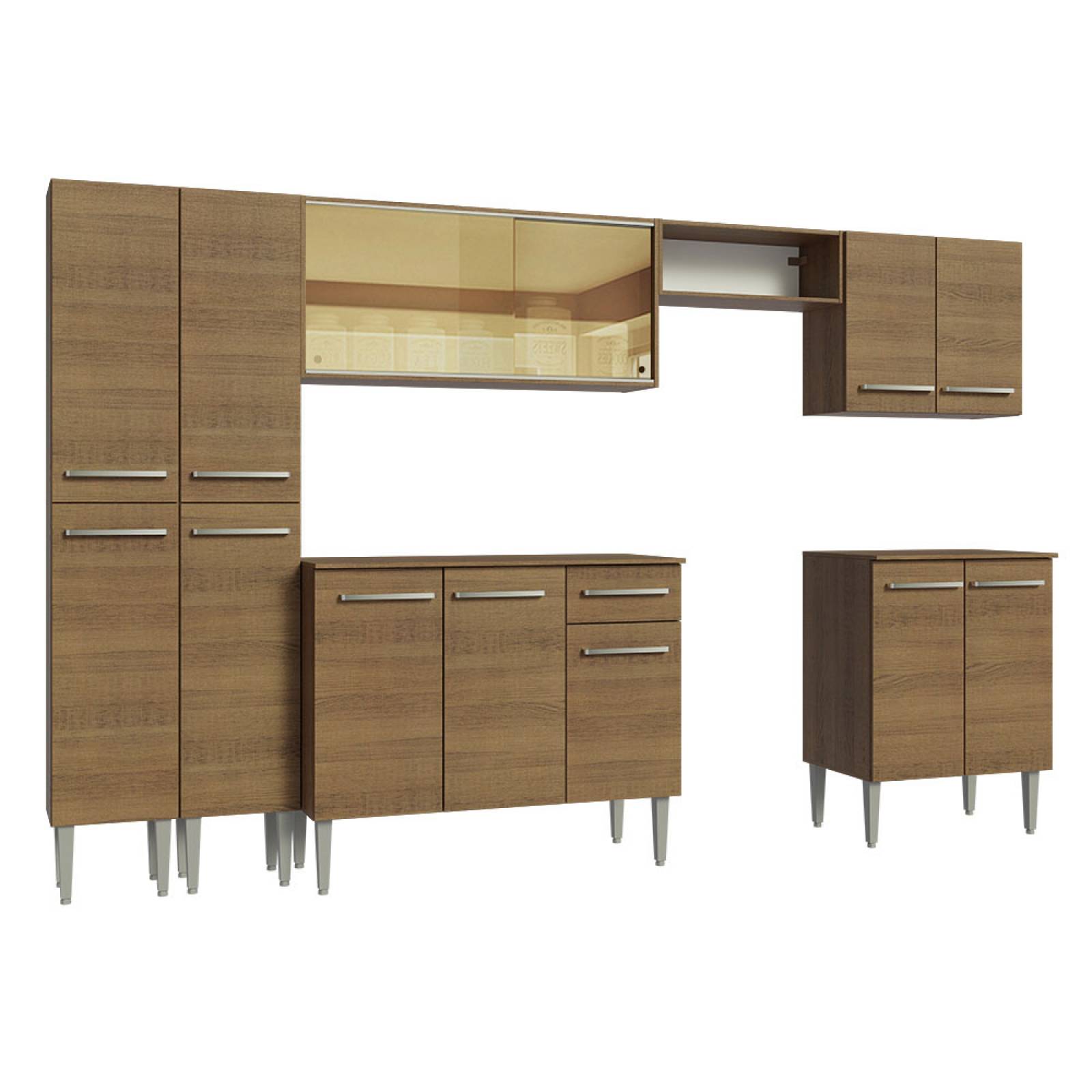 Mueble de Cocina Integral 293cm Marrón Emilly Madesa 05.