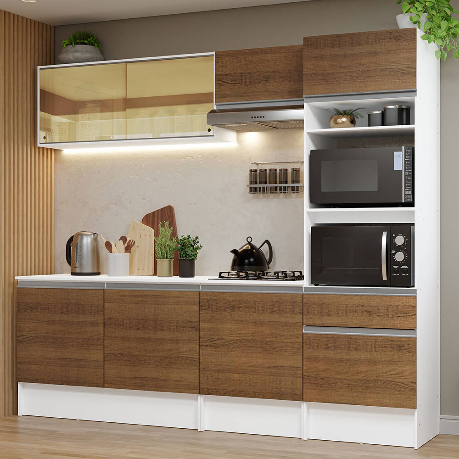 Muebles de Cocina completa color Blanco Brillo 260 cms ref-47A