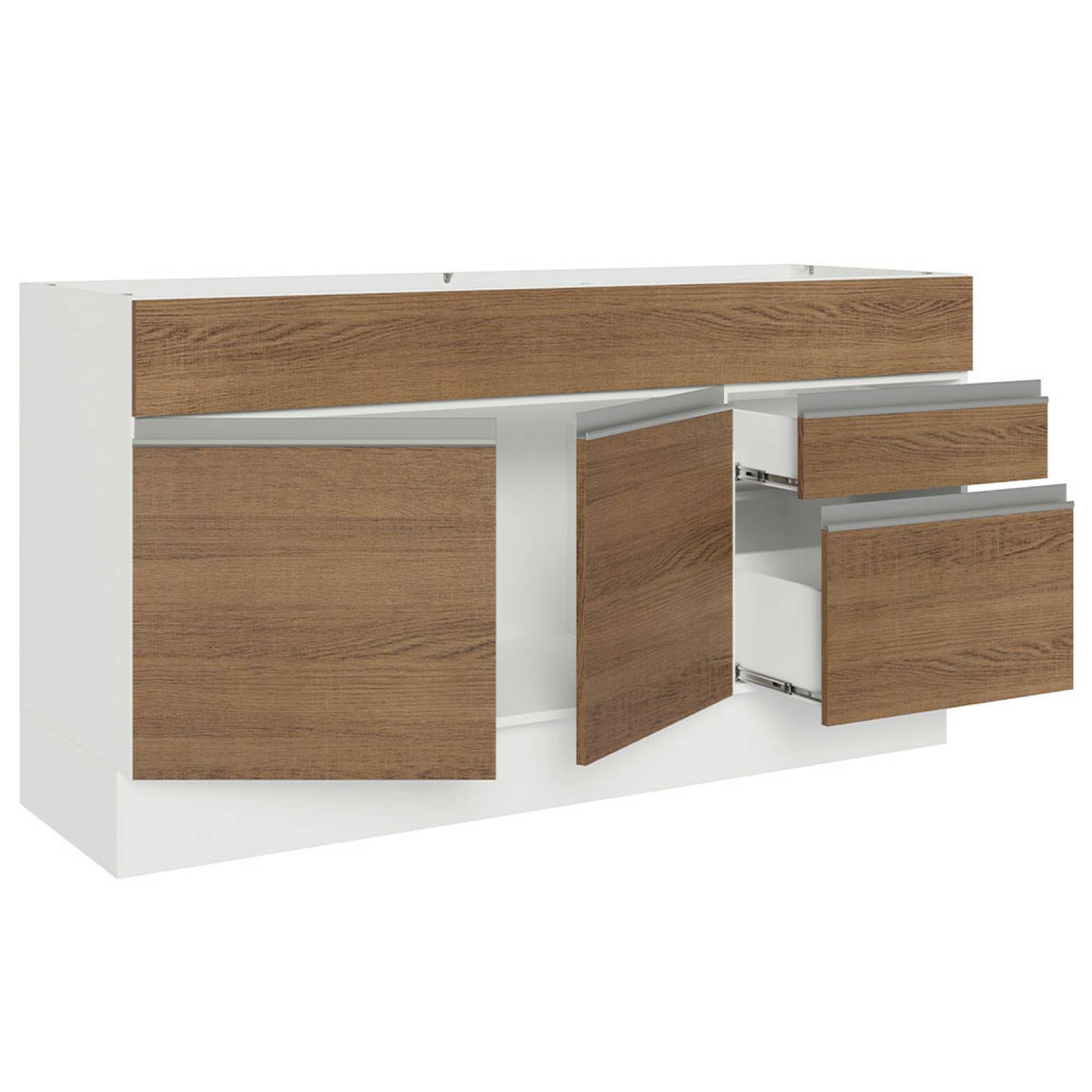 Mueble de Cocina para Fregadero Madesa Glamy 150cm 2 Puertas y 2 Cajones Marrón/Blanco.