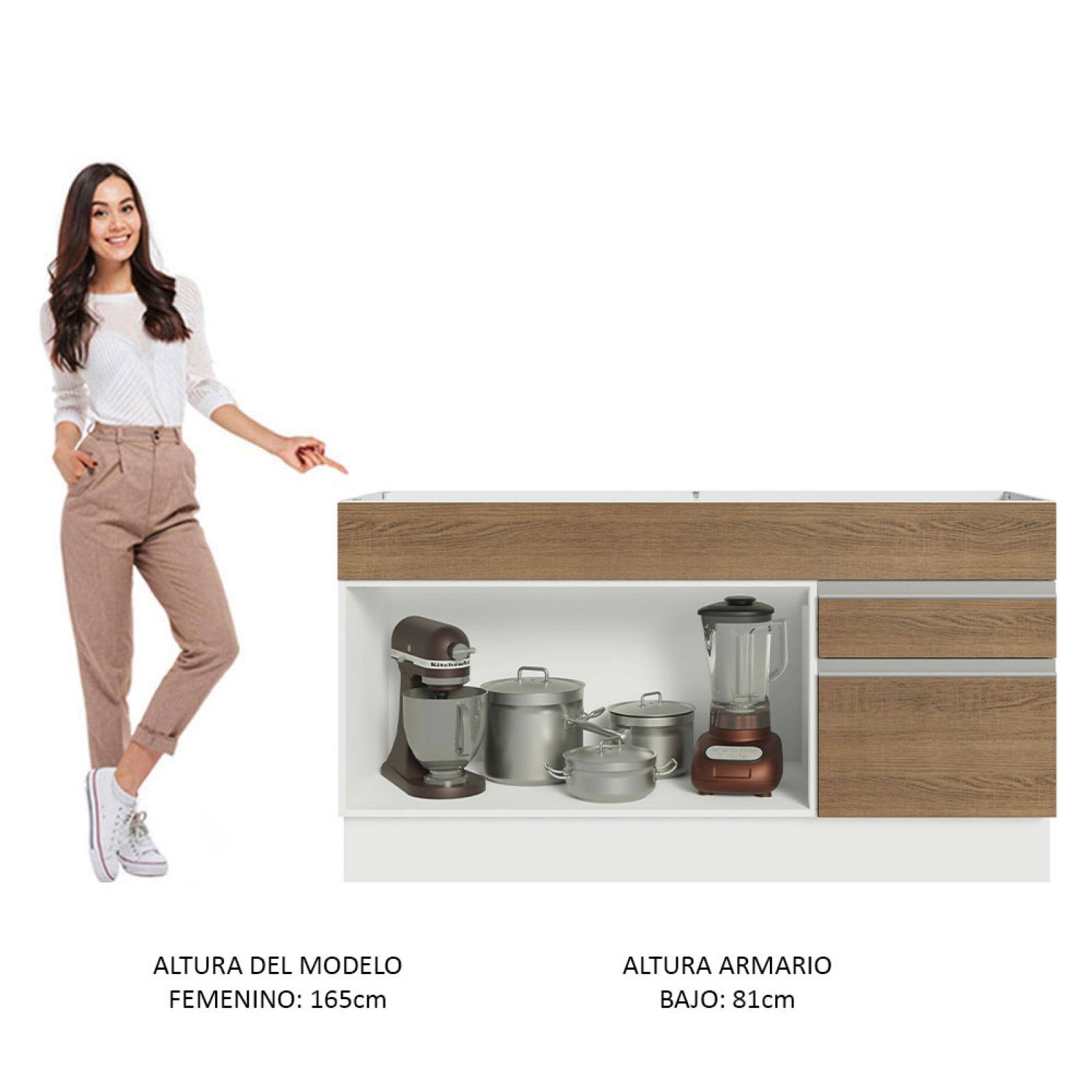 Mueble de Cocina para Fregadero Madesa Glamy 150cm 2 Puertas y 2 Cajones Marrón/Blanco.