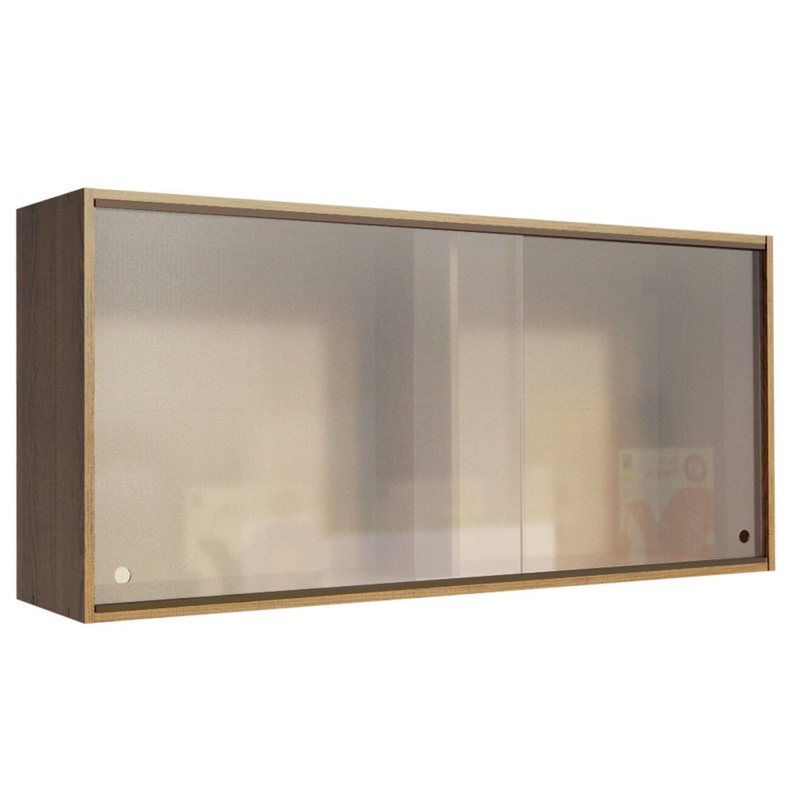 Mueble Superior de Cocina Madesa Emilly 2 Puertas Correderas de Vidrio Marrón.