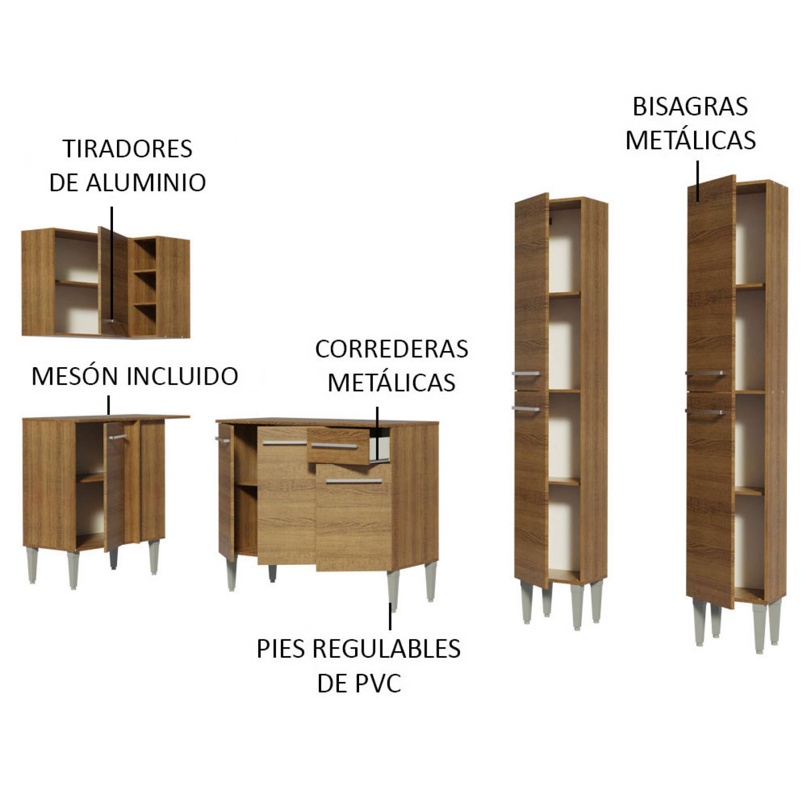 Mueble de Cocina Integral Esquinera 293 cm Marrón Emilly Music Madesa 02.