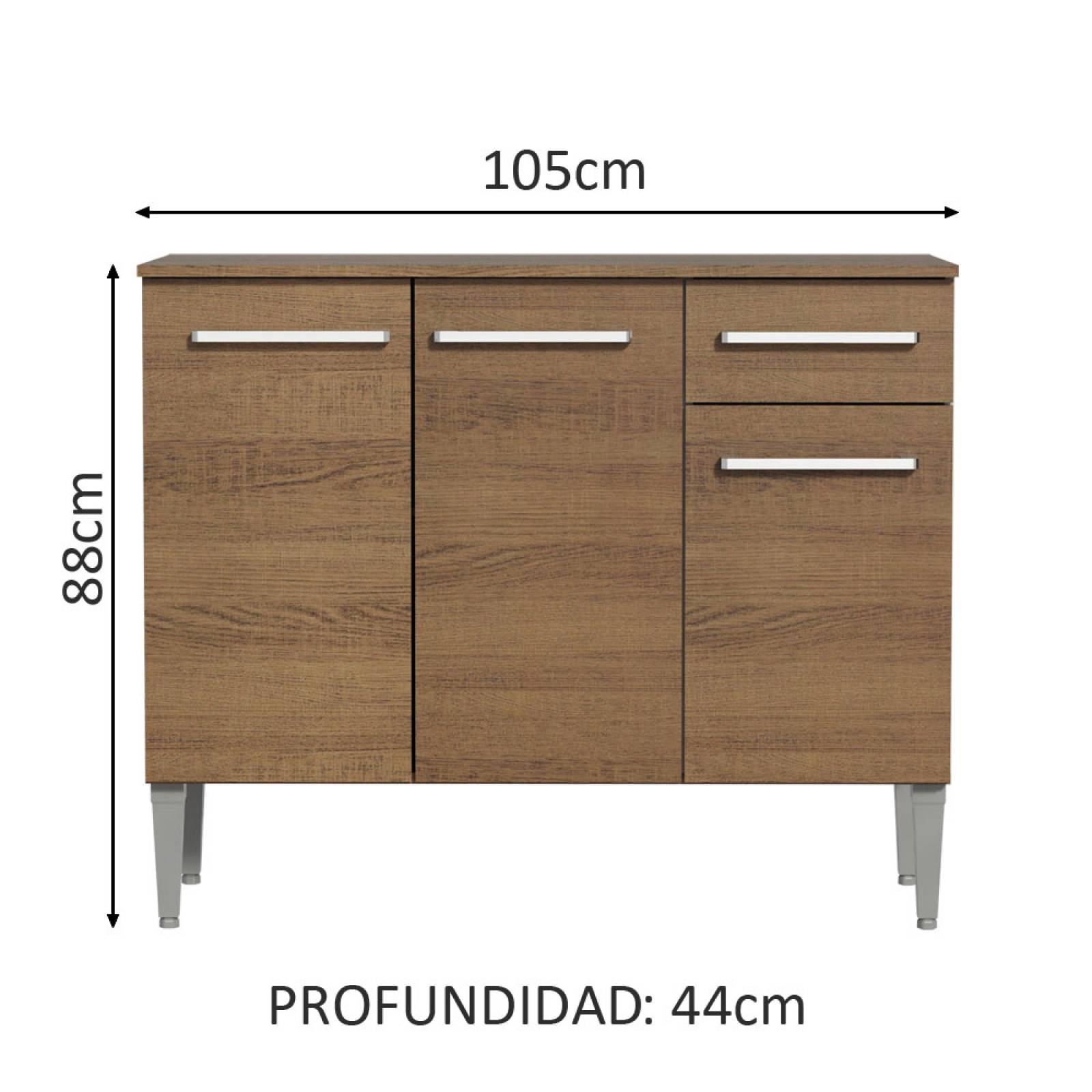 Mueble Inferior Gabinete Madesa Emilly 3 Puertas y 1 Cajón Marrón.