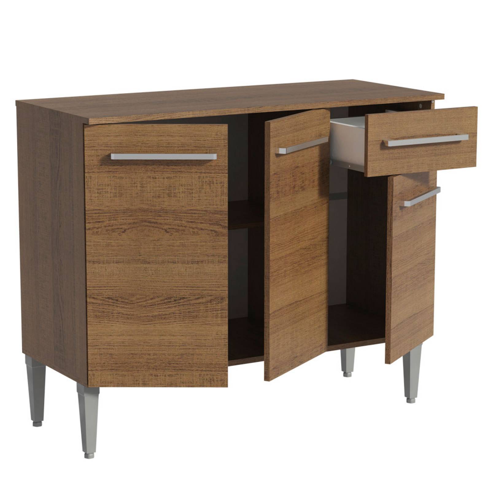 Mueble Inferior Gabinete Madesa Emilly 3 Puertas y 1 Cajón Marrón.