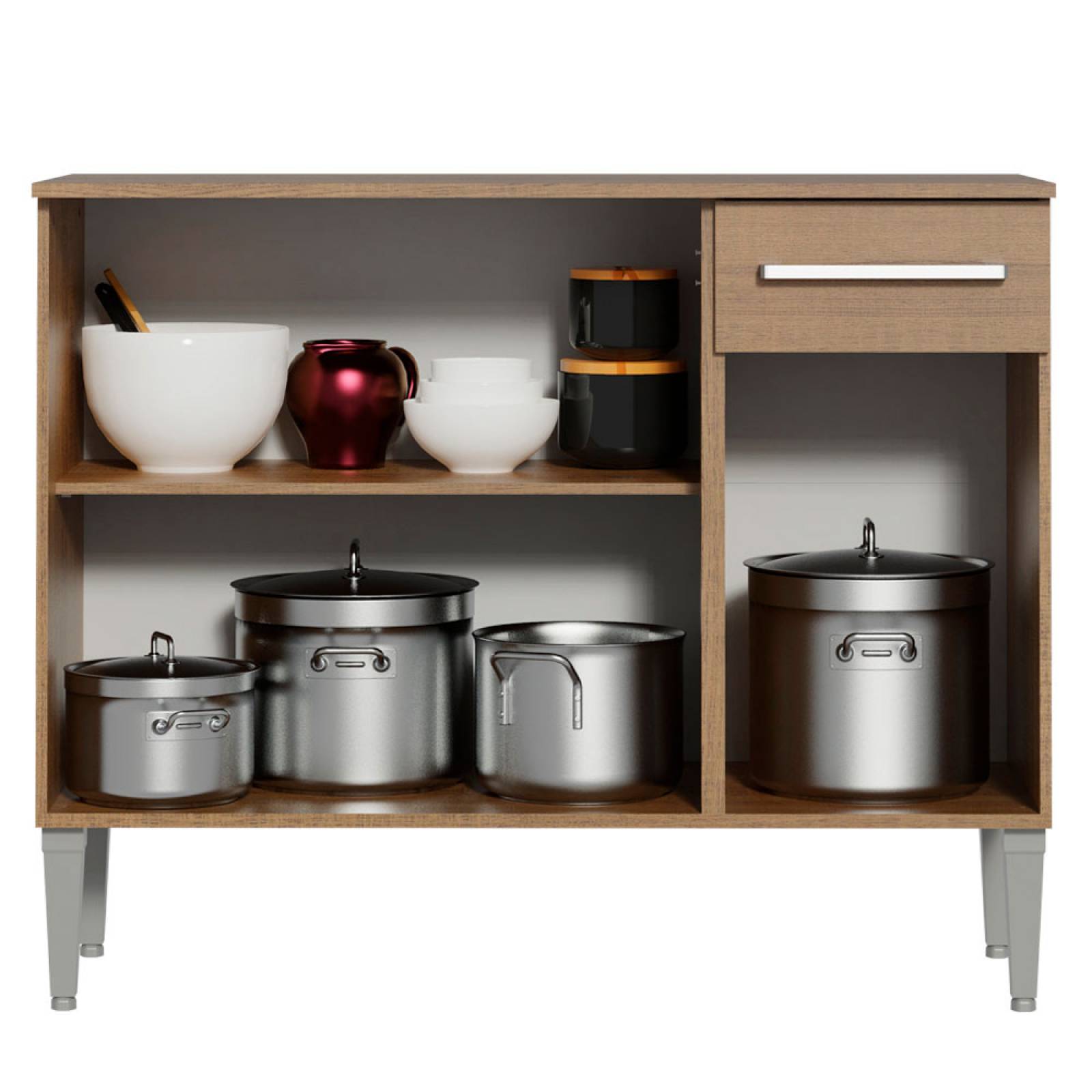 Mueble Inferior Gabinete Madesa Emilly 3 Puertas y 1 Cajón Marrón.