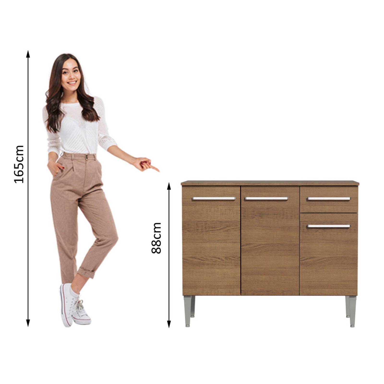 Mueble Inferior Gabinete Madesa Emilly 3 Puertas y 1 Cajón Marrón.