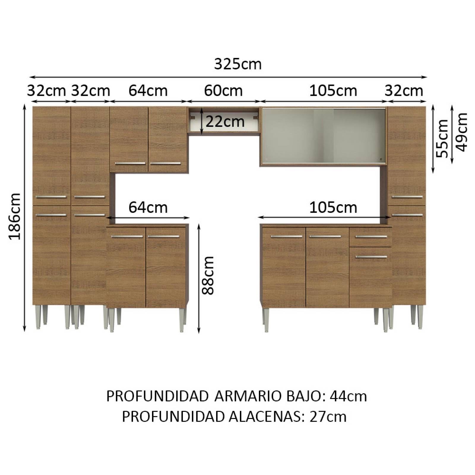 Mueble de Cocina Integral 325cm Emilly Madesa 03