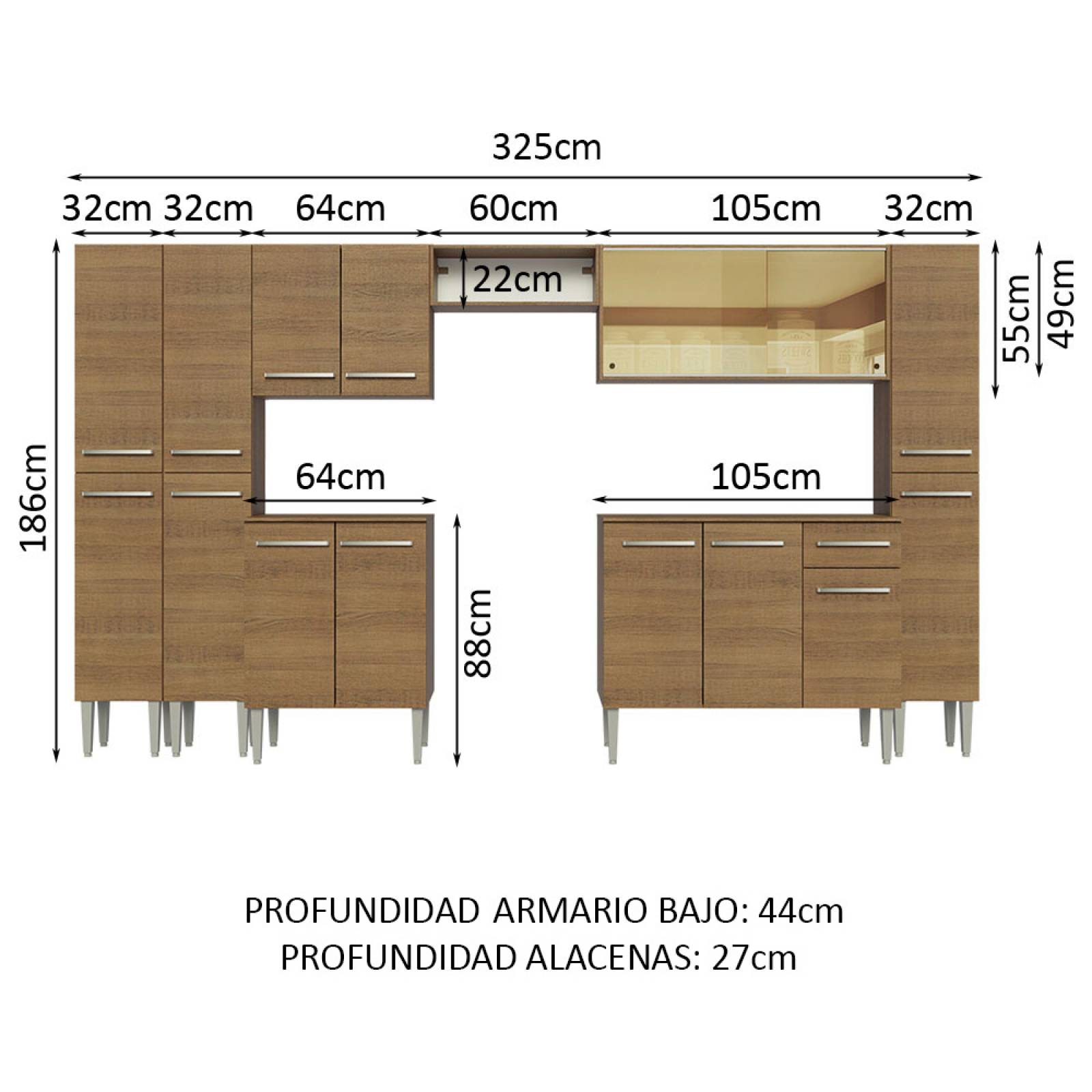 Mueble de Cocina Integral 325cm Emilly Madesa 04